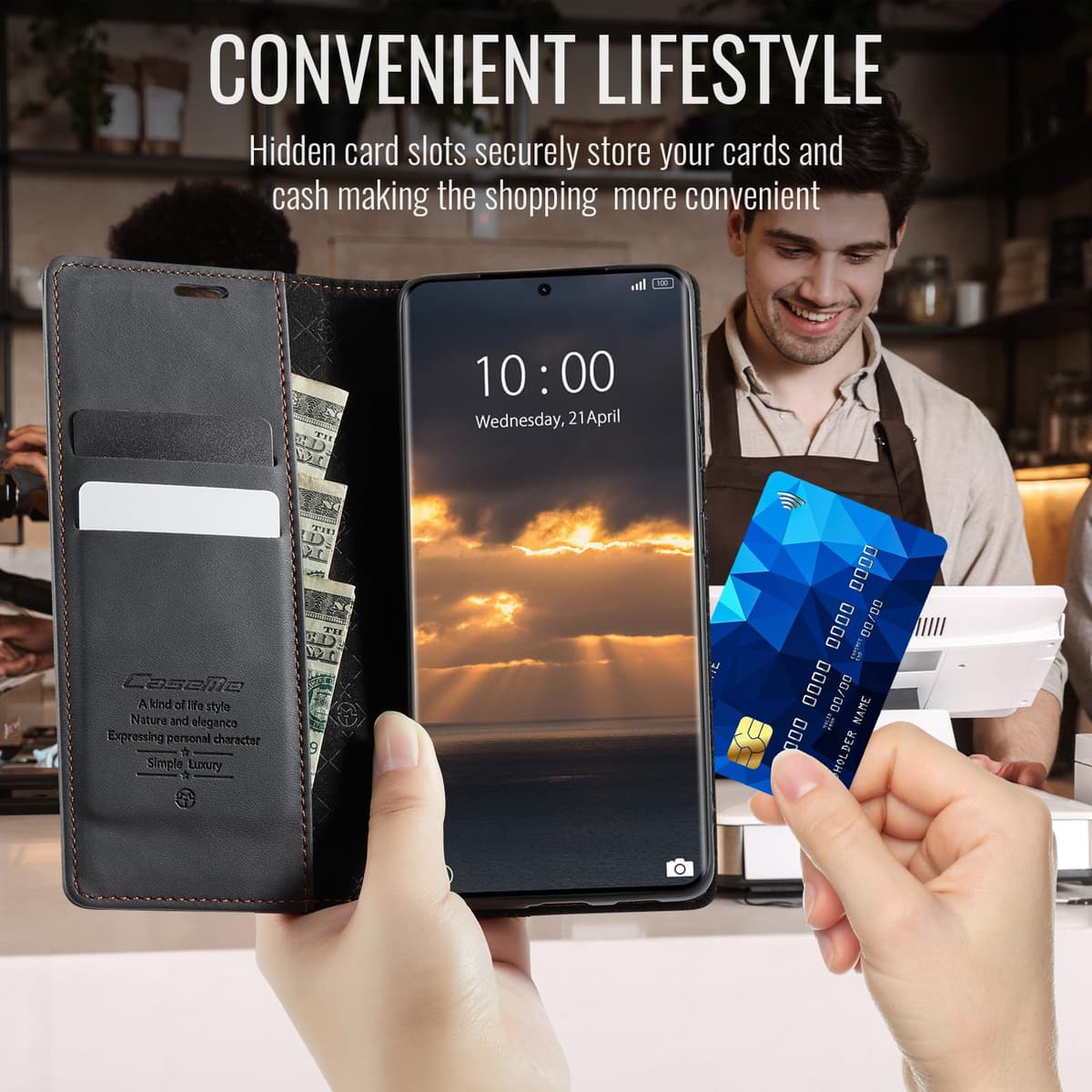 owlhold Funda para Xiaomi Redmi Note 15 4G/5G,Funda Avanzado PU Piel [Bloqueo RFID][Tarjetas y Billetera][Soporte Plegable][Cierre Magnético] Antigolpes Libro Case Carcasa para Redmi Note 15 -Negro — view 6