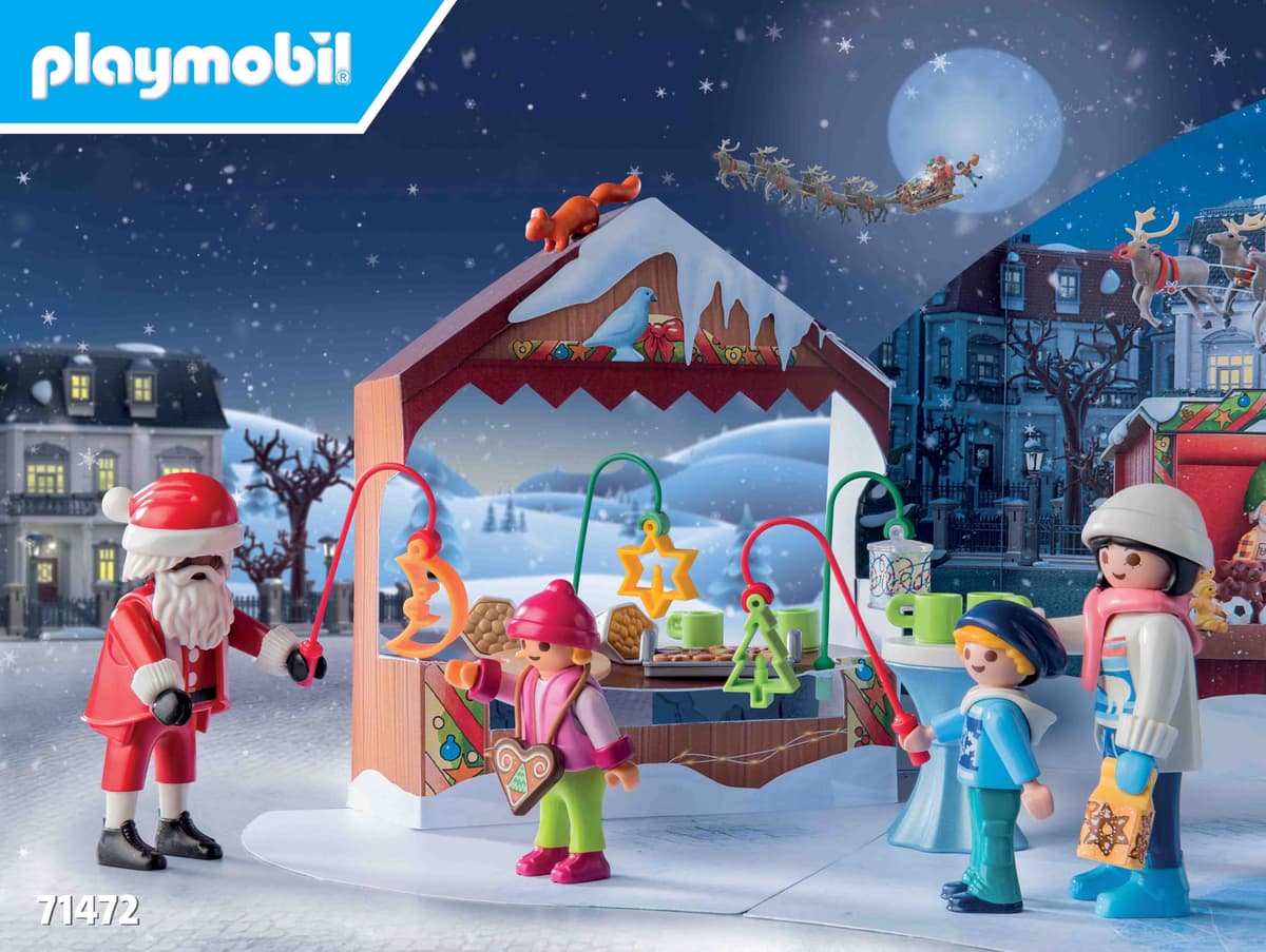 PLAYMOBIL Christmas 71472 Calendario de Adviento: Viaje al Mercado navideño, 24 sorpresas, Incluidas Cuatro Figuras, Calendario de Adviento 2024, Juguetes para niños y niñas a Partir de 4 años — view 5