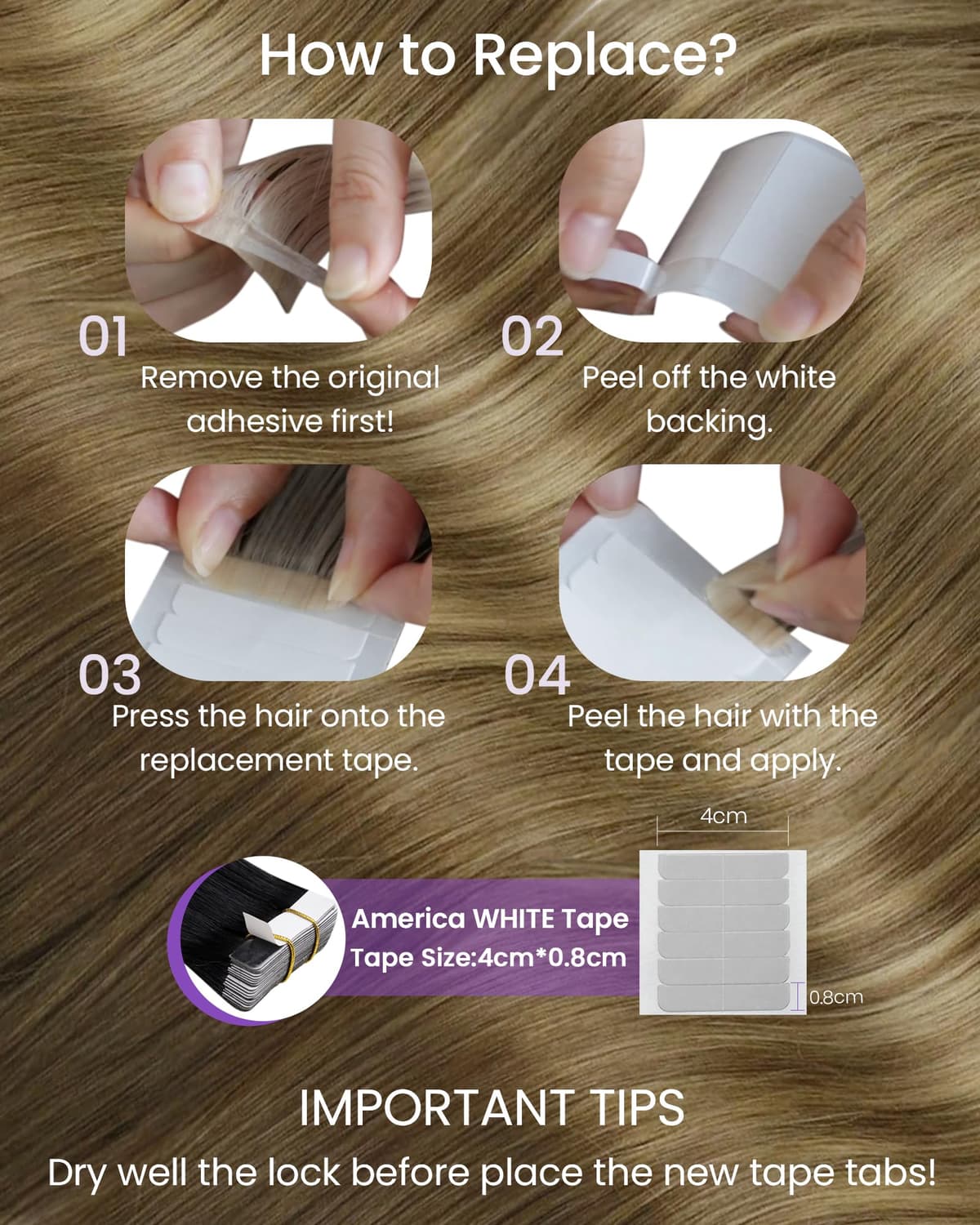 LaaVoo Tape in Hair Extensions Human Hair Blonde Tape Hair Extensions Real Human Hair Invisible Tapes Remy Straight Balayage Brown to Blonde Hair Double Sided Tabs 20pcs 50g 16 Inch #8/18/60 — view 140