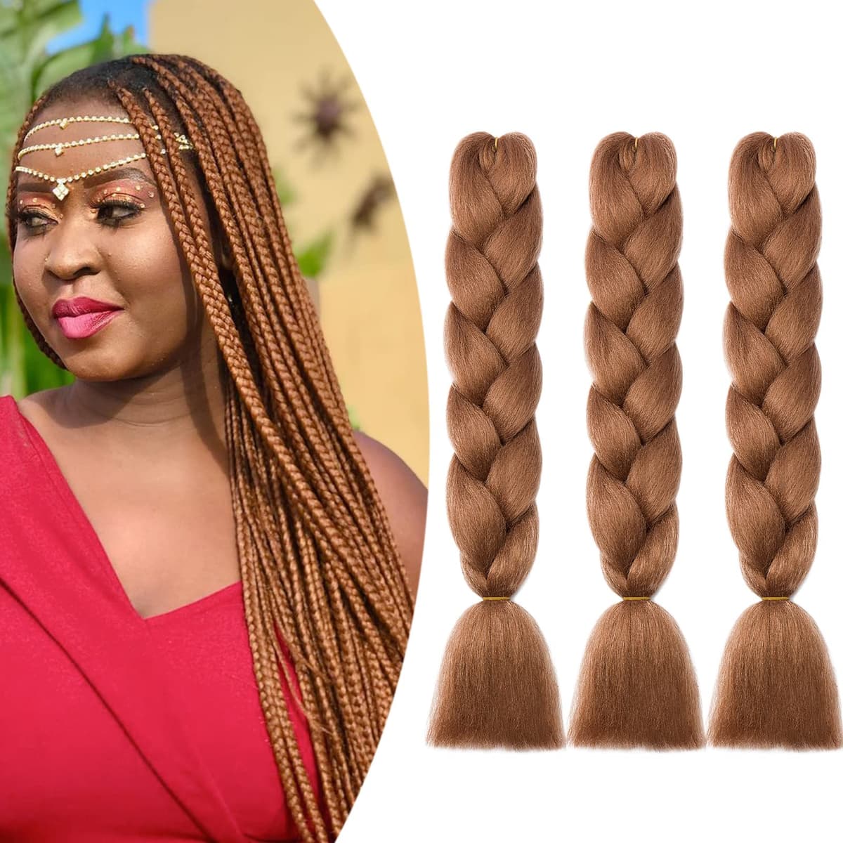 60cm Extensiones de Pelo Trenzas Africanas Castaño Oscuro Extensiones para Trenzas Africanas 1 pcs 100g Kanekalon Pelo para Trenzas Africanas Sintetico Extensiones de Trenzado Cabello Braiding — view 53