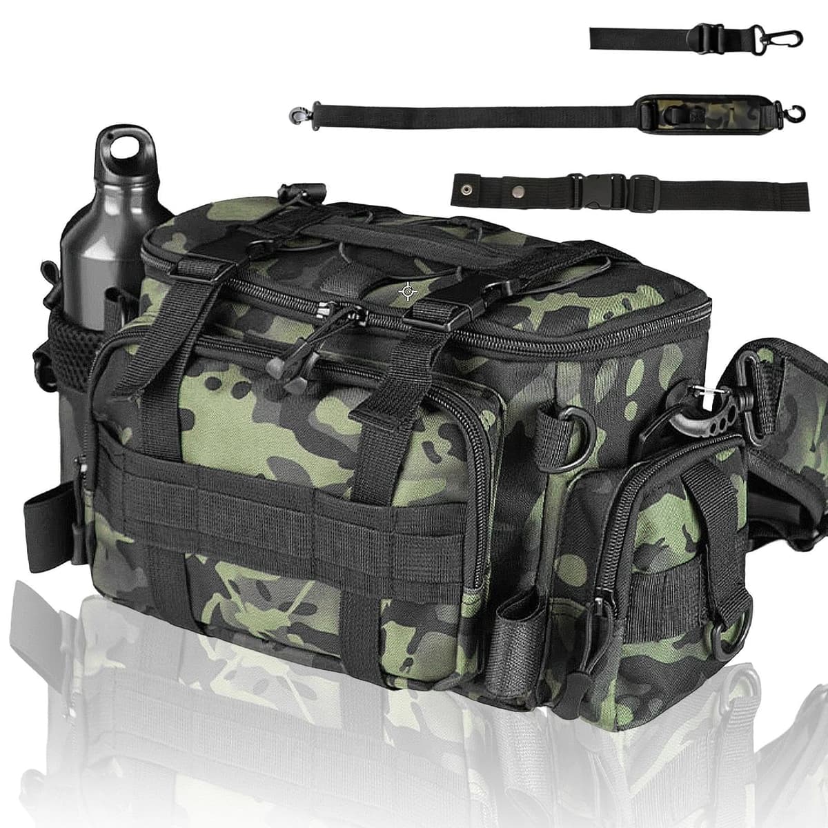 Bolsa de Pesca Gran Capacidad Bolsa de Aparejos de Pesca con Correas Ajustables Multifuncional para Equipo Accesorios y Aparejos de Pesca al Aire Libre