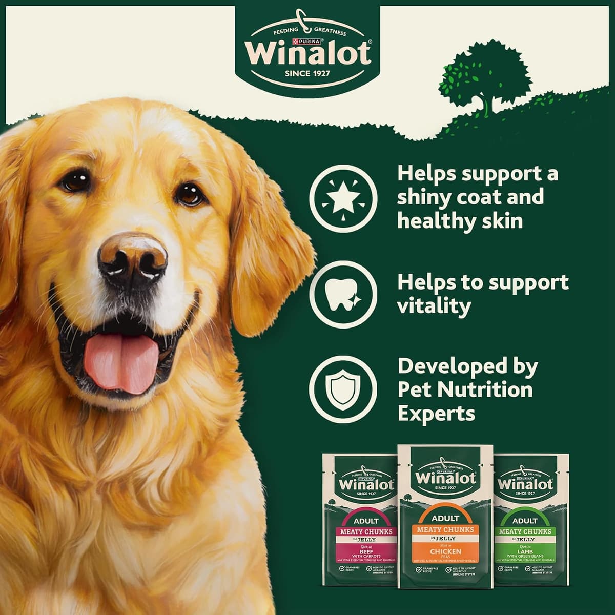 WINALOT Meaty Chunks Adult Wet Dog Food Mixed in Jelly Beef, Chicken, Lamb 40x100g Pouches Meaty Chunks Mixed in Jelly 100 g (Pack of 40) — view 4