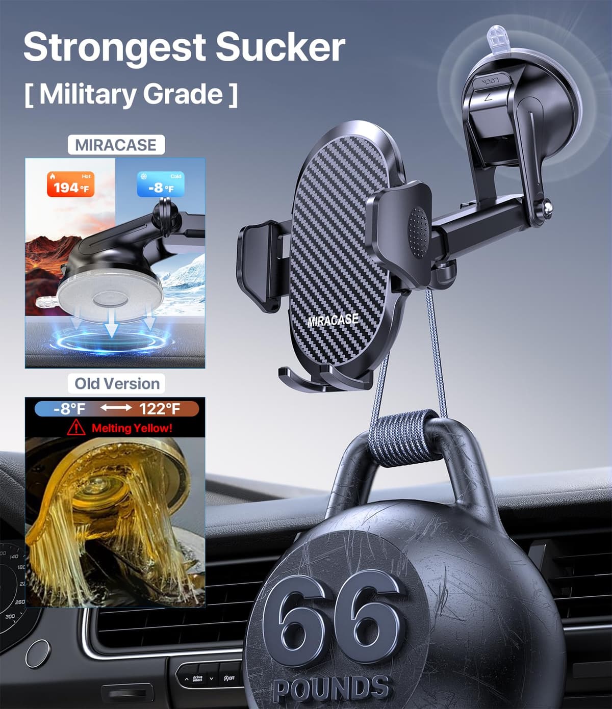 Miracase Car Phone Holder for Cars Air Vent Dashboard Windscreen Desk, 4in 1 Mobile Phone Mount Automobile Cradle 360° Rotatable Stand Vehicle Mount for iPhone 17 16 15 Pro Plus Max 14 13 12 11Samsung — view 2