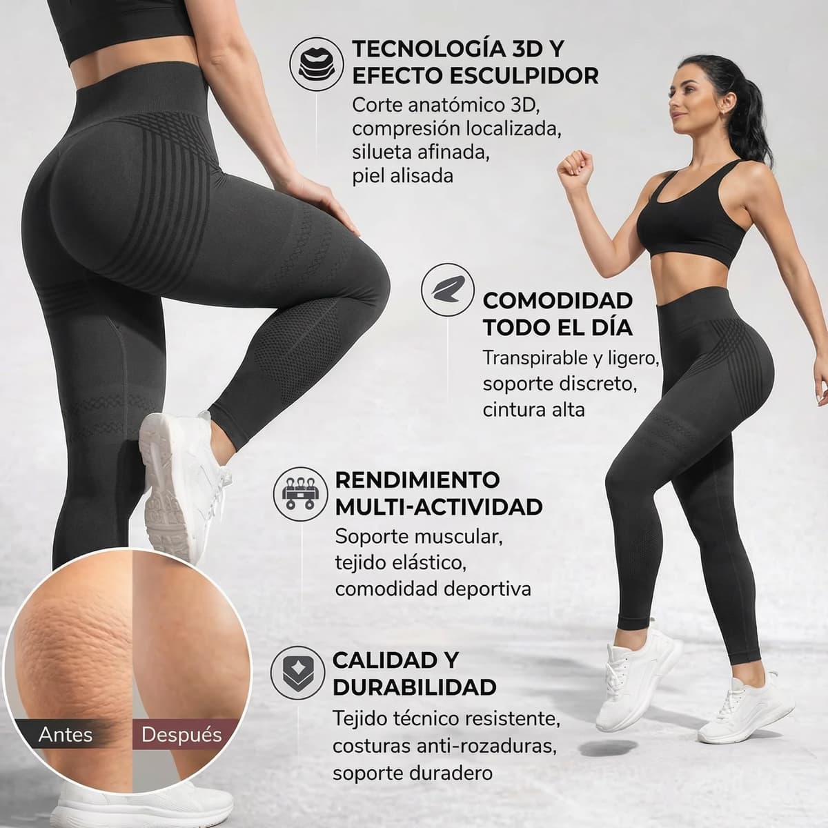 Genérico Cellumove Leggings 3D Anticelulítico Mujer, Cellumove Leggins Anticelulitis Compresión, Celulitis Push Up, Redefine Tu Silueta Sin Esfuerzo Pantalones — view 4