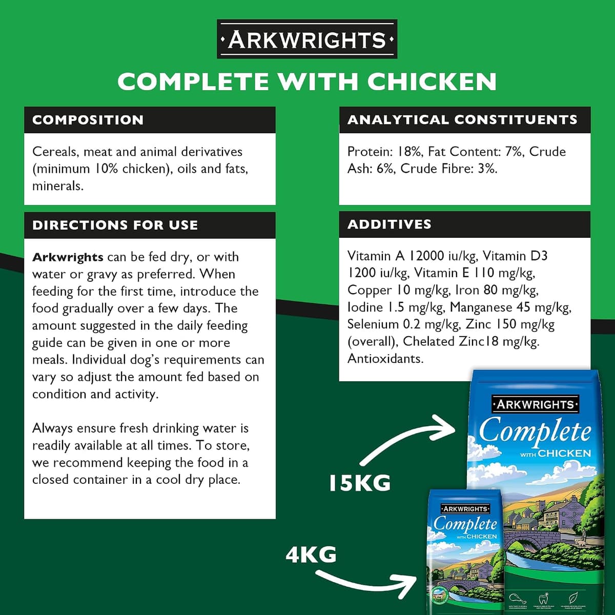 Gilbertson & Page Arkwrights Complete Dry Dog Food 2 pack (30kg) - 1 x 15kg Beef & 1 x 15kg Chicken - Complete Nutrition for Working and Sporting Adult Dogs 1x Chicken & 1x Beef 15 kg (Pack of 2) — view 5