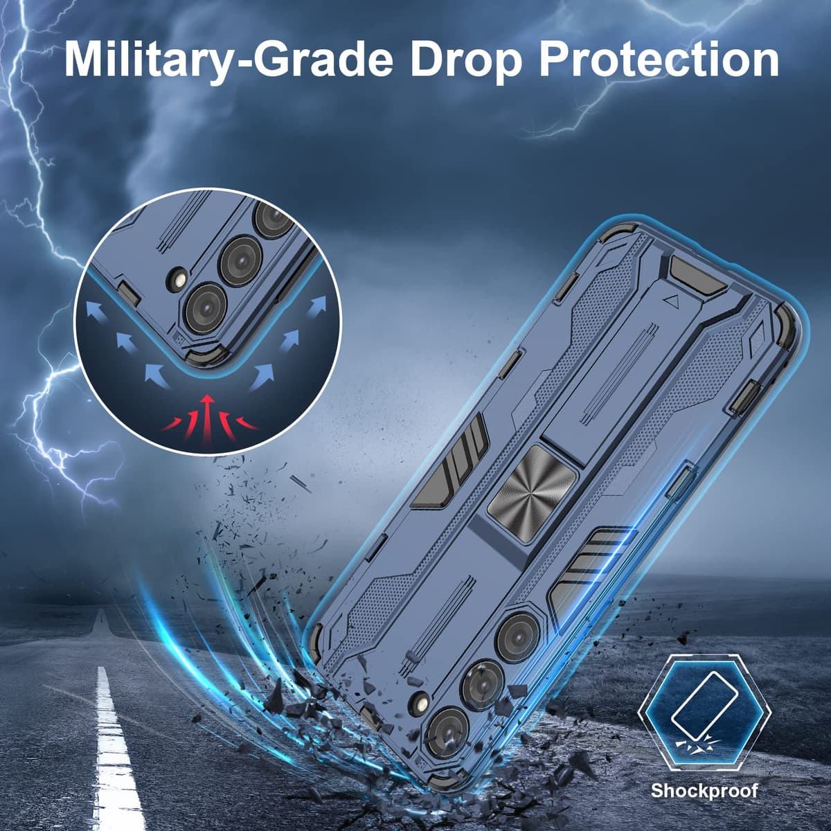 Funda para CMF Phone 2 Pro, Carcasa Antigolpes con Soporte anular metálico, Case Protectora de Grado Militar, Negro — view 542