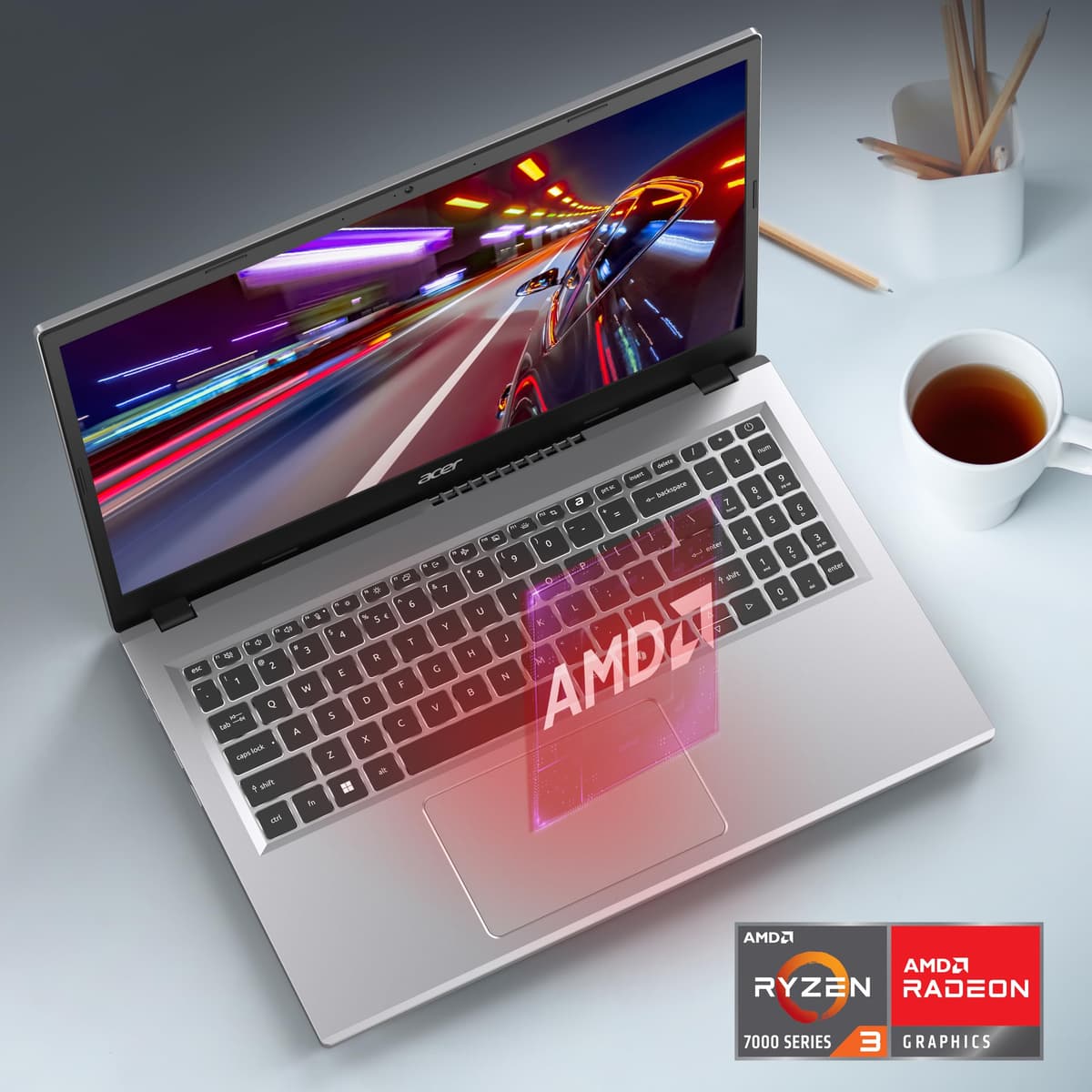 acer Aspire Go 15 AI Ready Laptop | 15.6" FHD IPS Display | AMD Ryzen 3 7320U | AMD Radeon 610M Graphics | 8GB LPDDR5 | 128GB PCIe SSD | Wi-Fi 6 | Windows 11 Home in S Mode | AG15-21P-R5YG — view 3