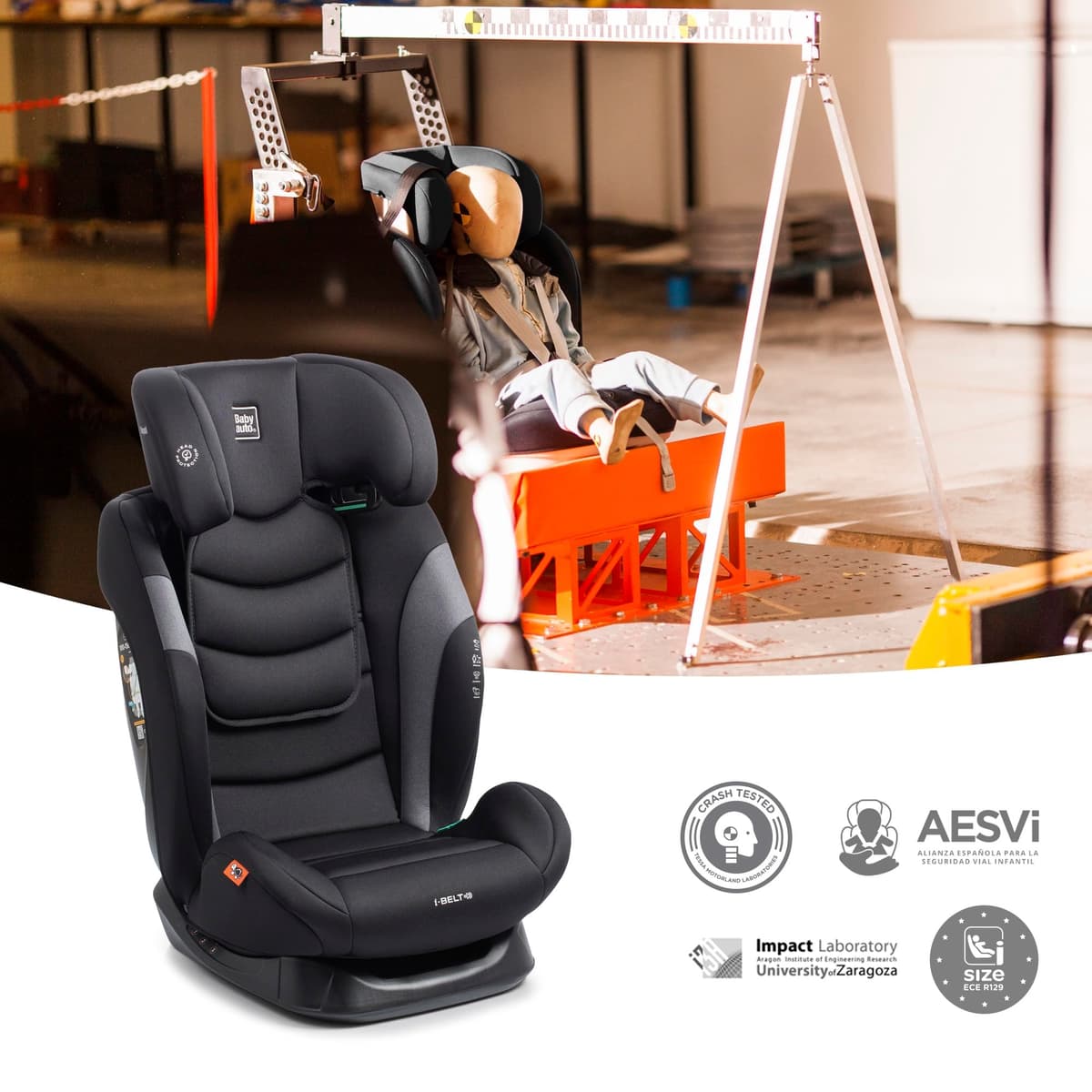 BABYAUTO – Silla de Coche Sokoa iBelt i-Size (3,5-12 Años, 100-150 cm, 15-36 kg) – Sin ISOFIX – Cinturón del Vehículo – Elevador con Respaldo – 3 Posiciones de Reclinado – Protección Lateral – Negro — view 5
