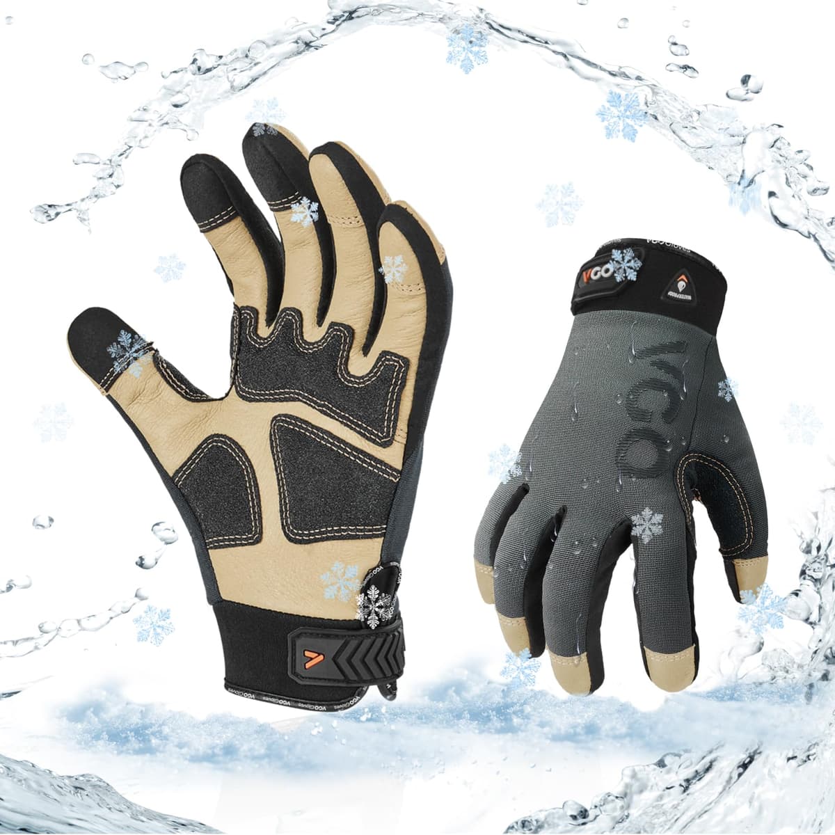 Vgo... 1-Pair -4℉ or above Thinsulate C100 Lined High Dexterity Touchscreen Synthetic Leather Winter Warm Work Gloves, Waterproof Insert (XL,Black,SL8777FW) — view 11