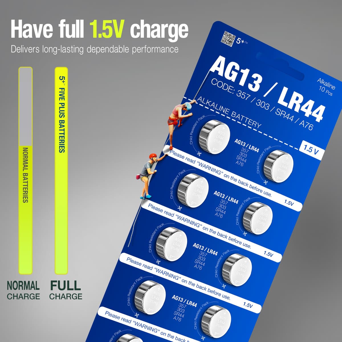 LR44 AG13 A76 357 SR44 L1154 1.5V Alkaline Button Cell Batteries (10 Pack) – High Capacity Coin Batteries for Watches, Key Fobs, Toys & Small Electronics — view 5