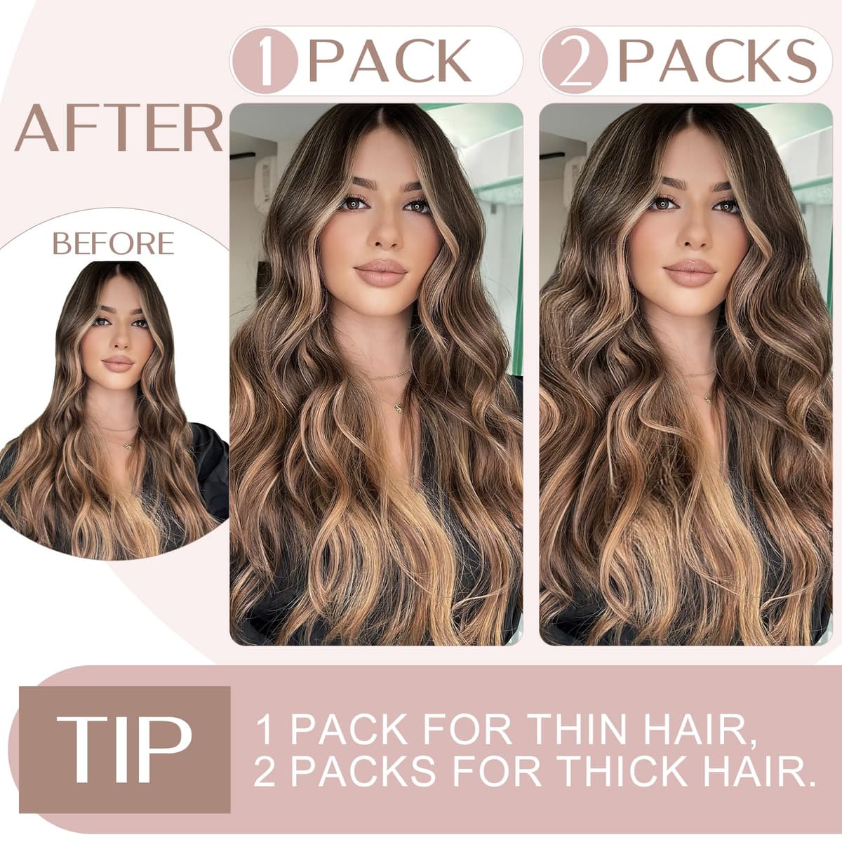 14"(35cm) SEGO Extensiones de Cabello Natural Clip Una Pieza GRUESA [#4/27 Castaño Chocolate/Rubio Oscuro] 100% Remy Pelo Humano Liso Postizos (75g) — view 2