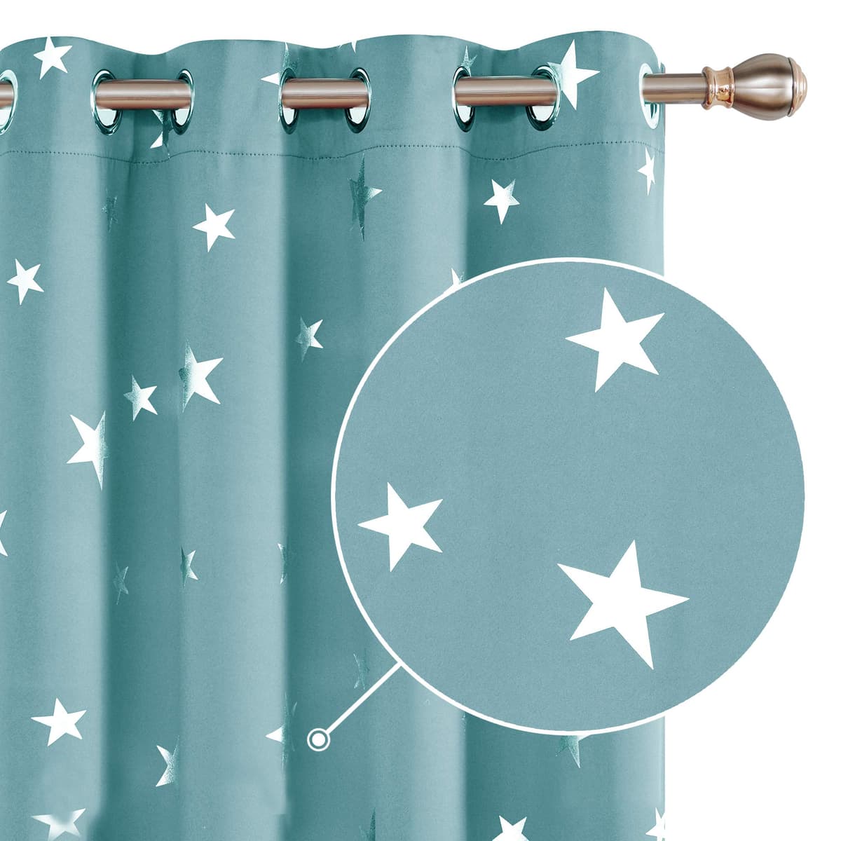 Deconovo Navy Blue Curtains for Living Room Super Soft Thermal Insulated Star Foil Printed Eyelet Blackout Curtains 46 x 54 Inch 2 Panels — view 40