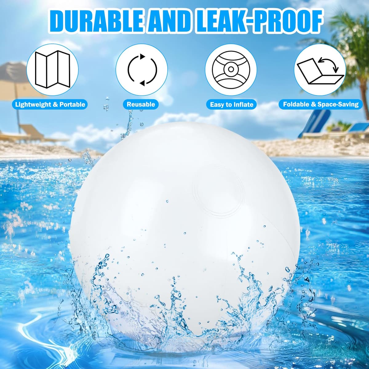 2 pelotas de playa hinchables de 61 cm de PVC, grandes pelotas de playa inflables para piscina, playa, fiesta en el jardín y verano — view 3