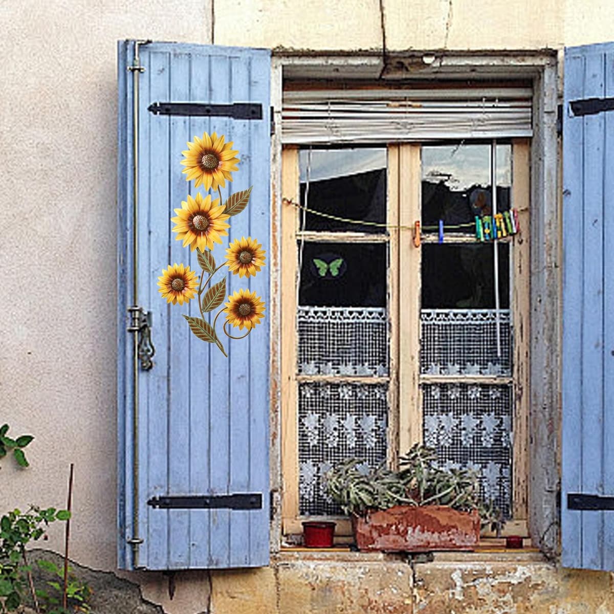 Plipdhy Metal Sunflower Wall Decorations,Garden Wall Art Outdoor Indoors,Metal Flowers Wall Hanging Ornament for Porch,Patio,Kitchen,Living Room,Farmhouse,Balcony — view 7