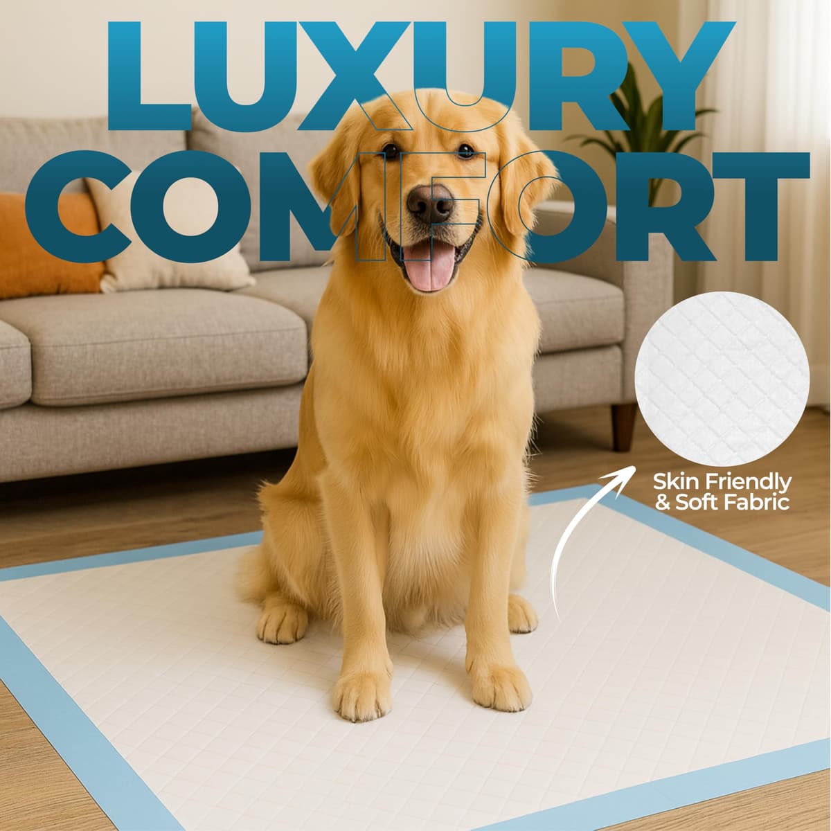 Extra Large Puppy Pads 90 x 70 cm, Pack of 60, Pee Pads for Dogs Potty Training with Leak-Proof Quick-Dry Design, 6-Layer Puppy Training Pads — view 2