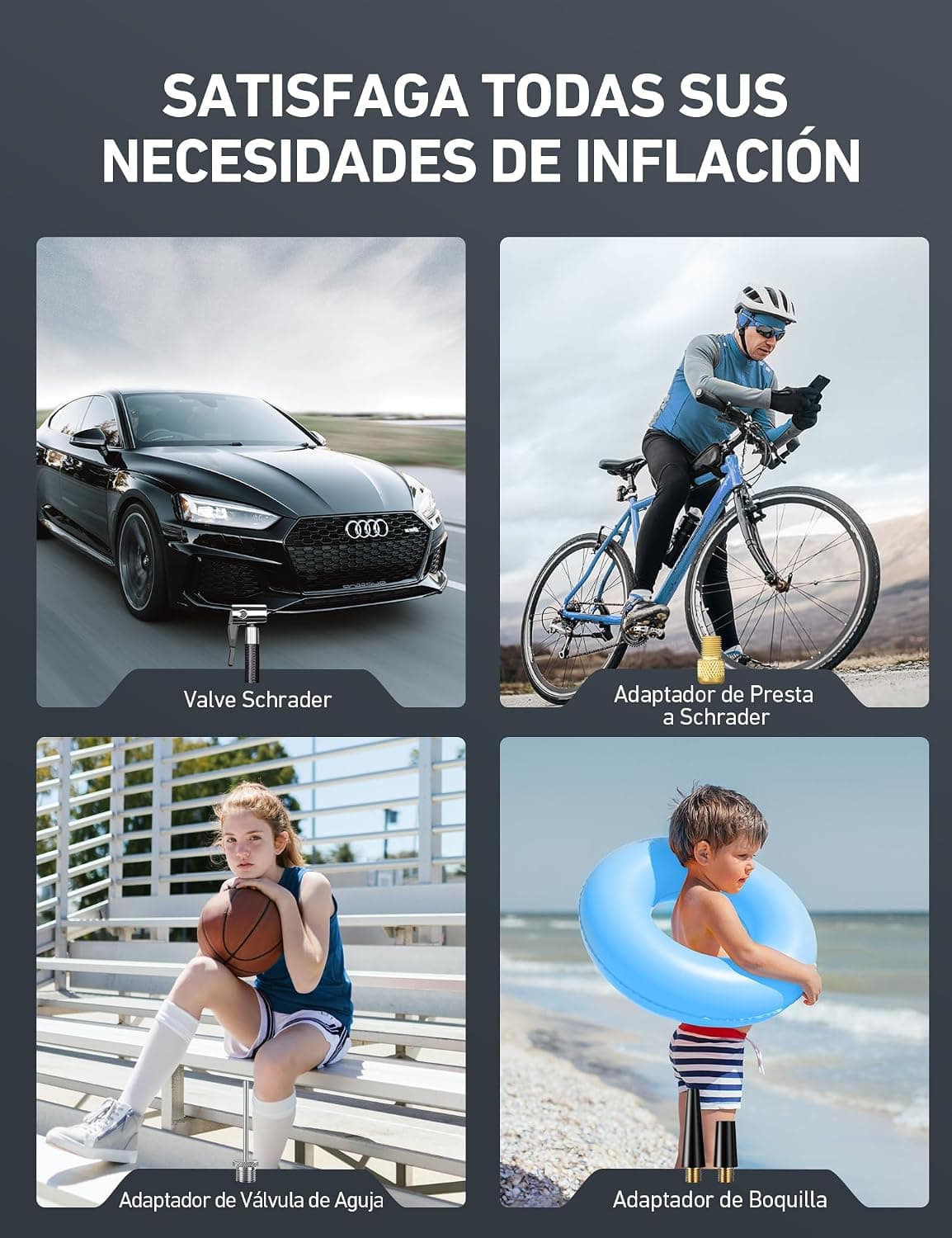 AstroAI Inflador Ruedas Coche Digital 12V, Compresor Aire Portátil 150 PSI, Hinchador Neumáticos Eléctrico con Pantalla LCD y Luz LED para Coche, Bicicleta, Moto y Etc. — view 3