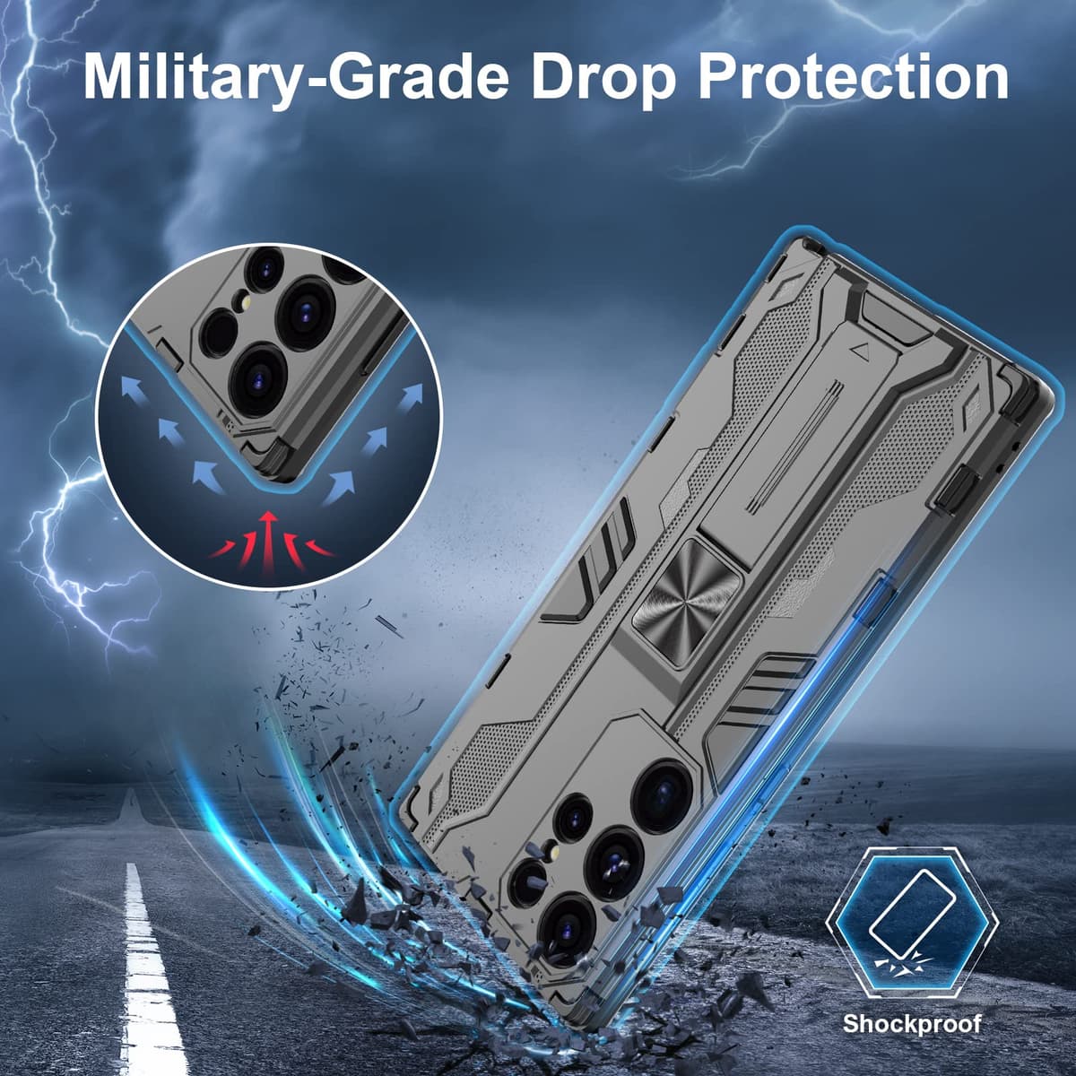Funda para CMF Phone 2 Pro, Carcasa Antigolpes con Soporte anular metálico, Case Protectora de Grado Militar, Negro — view 1356