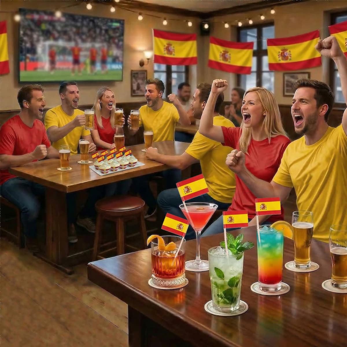 Banderas de Palillos España 2026-100Pcs Banderitas para Comida de España - Palillos con Banderas Españolas para Tapas, Canapés, Cócteles, Tartas y Fiestas — view 3