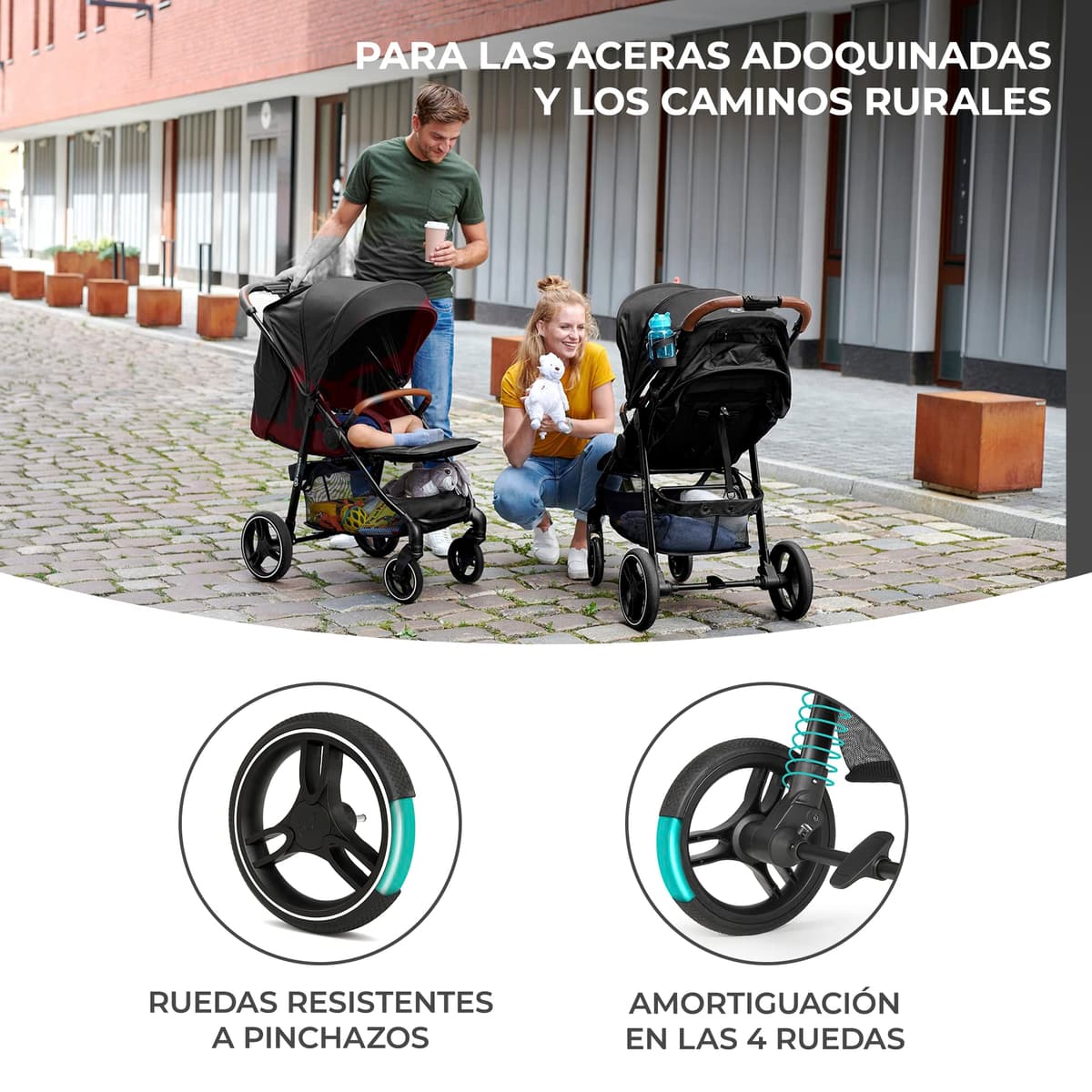 kk Kinderkraft GRANDE PLUS Silla de Paseo ligera desde Nacimiento hasta 22 kg, Plegado con una sola mano, Posición tumbada, Suspensión de todas ruedas, Capota grande XL, Negro — view 5