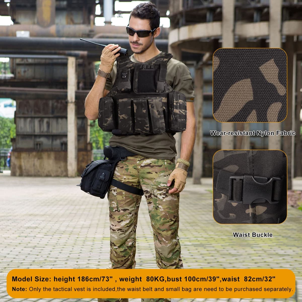 HUNTVP Chaleco Táctico Militar al Aire Libre Ajustable para Caza Airsoft Paintball CS Excursión Senderismo — view 5