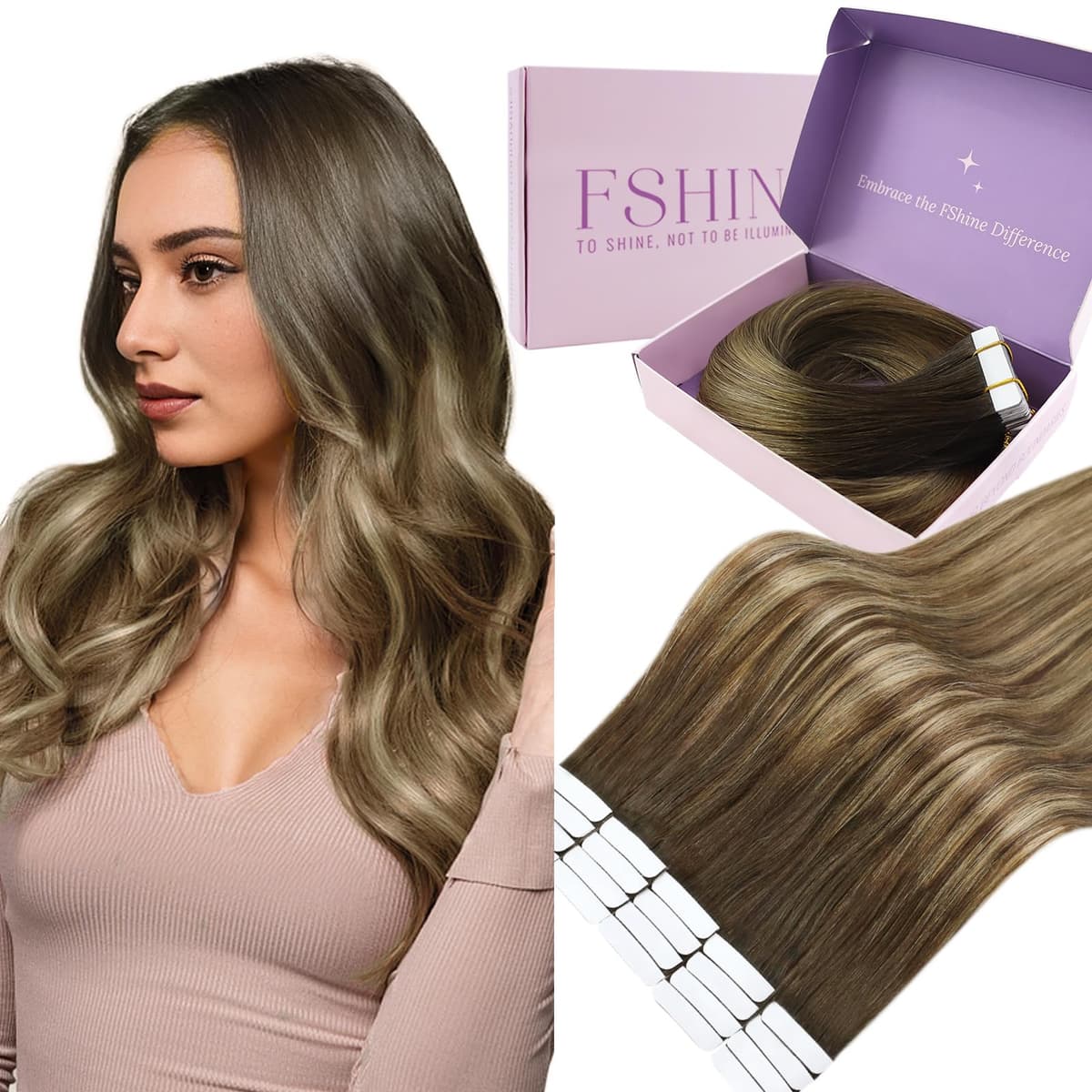 Fshine Extensiones Pelo Natural Adhesivas Rubio Blanco Extensiones Remy Adhesivas 45cm 50g Tape In Hair Extensions Cintas De Cabello Pelo Natural Color 1000 — view 21