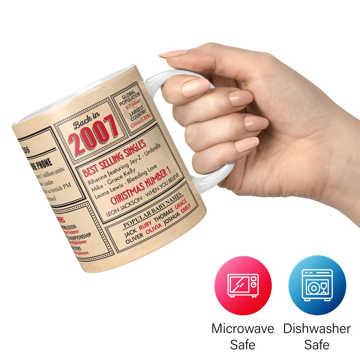 Mug Monster - 19th Birthday Gift - Back in 2007 in This Year Mug, Present for Boys and Girls, Birthday Gifts for Girls, Birthday Gifts for Boys, 19th Anniversary Present, 11oz White Mug — view 2