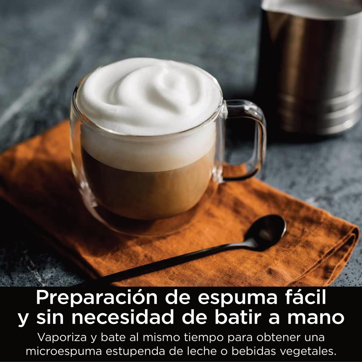 Ninja Luxe Essential Cafetera 2 en 1 para latte, cappuccino y espresso con molinillo y espumador de leche integrados, fácil de usar y 2 preajustes automáticos de espuma, plata, ES501EU — view 5