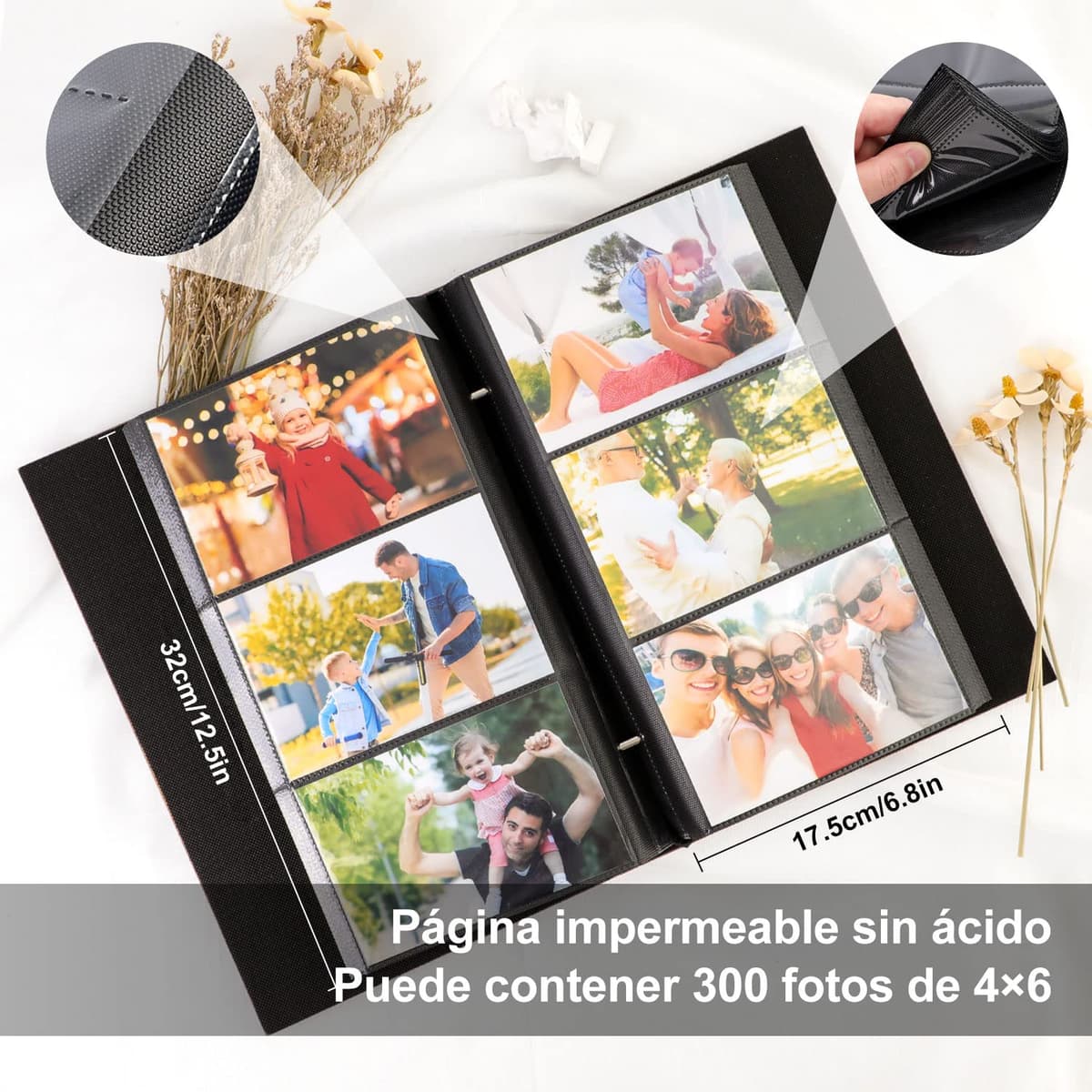 Lanpn Album de Fotos 10x15 300, Grande Lino Album para Photos Bolsillos Horizontal Beige — view 4
