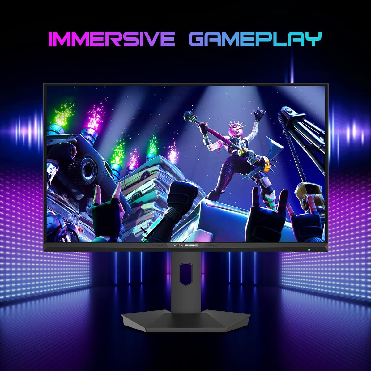 Minifire 27 inch Gaming Monitor, 2560x1440 WQHD 300Hz IPS Panel, DCI-P3 90%, sRGB130%, HDR400, 1ms, Adaptive Sync, Vertical Horizontal Rotation,Tilt Adjustable, DP1.4&HDMI2.1, VESA Mount, MFG27F6Pro — view 4