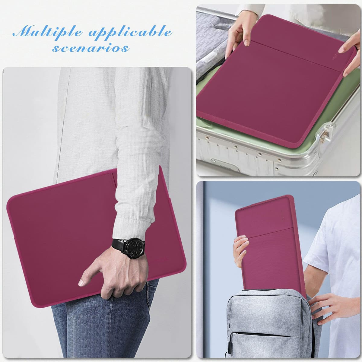 HSEOK 15,6" Funda para Computadora Portátil, Funda Impermeable a Prueba de Golpes con Bolsillo Lateral, Compatible con MacBook Pro 16"/15" y la Mayoría de Las PC de 15" 15,6" 16",W02R01 — view 5