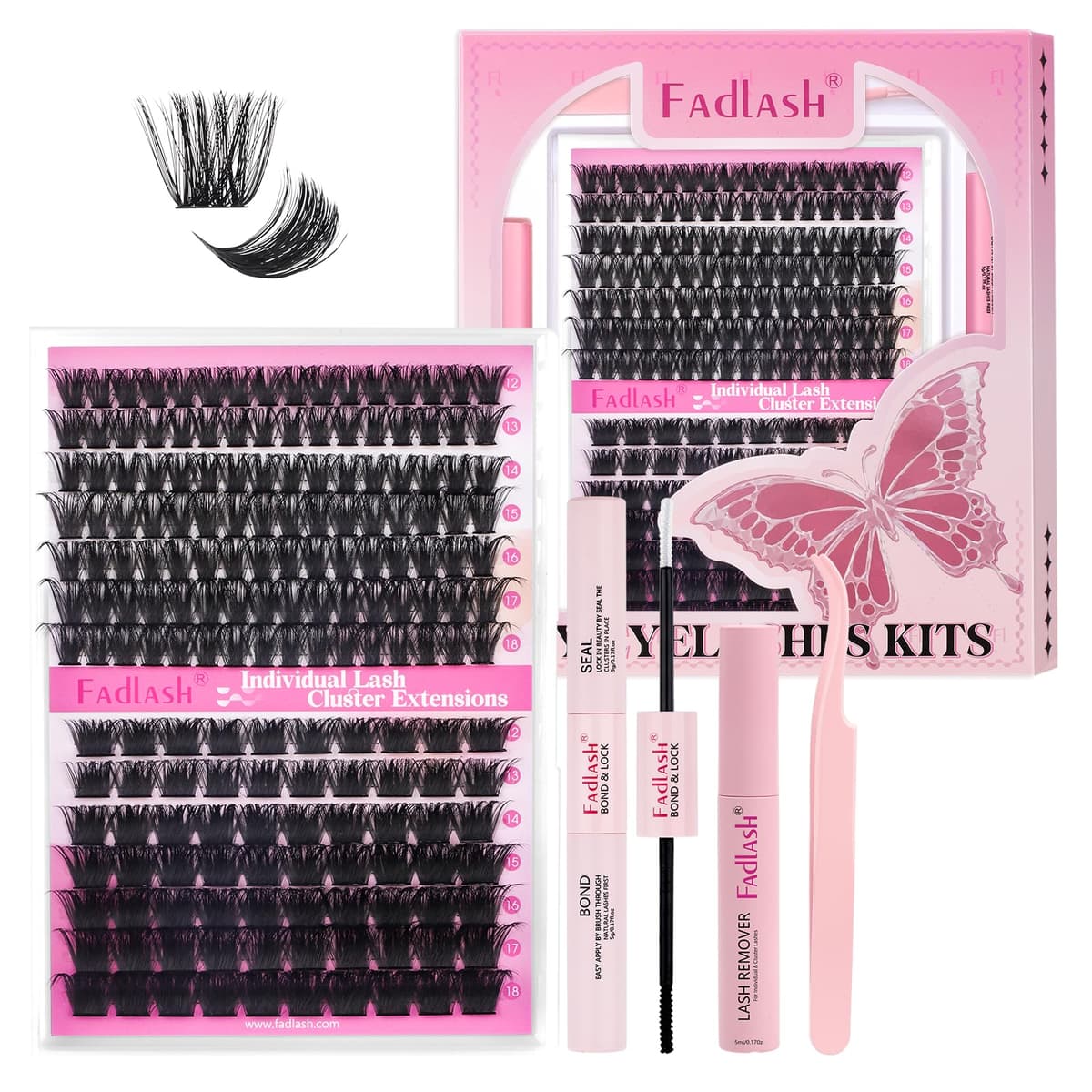 FADLASH 280pcs Extensiones Pestañas Postizas Individuales 40D Cluster Lashes 0.07mm Rizo D Mix 8-16mm Volumen Ruso Pestañas Racimo — view 56