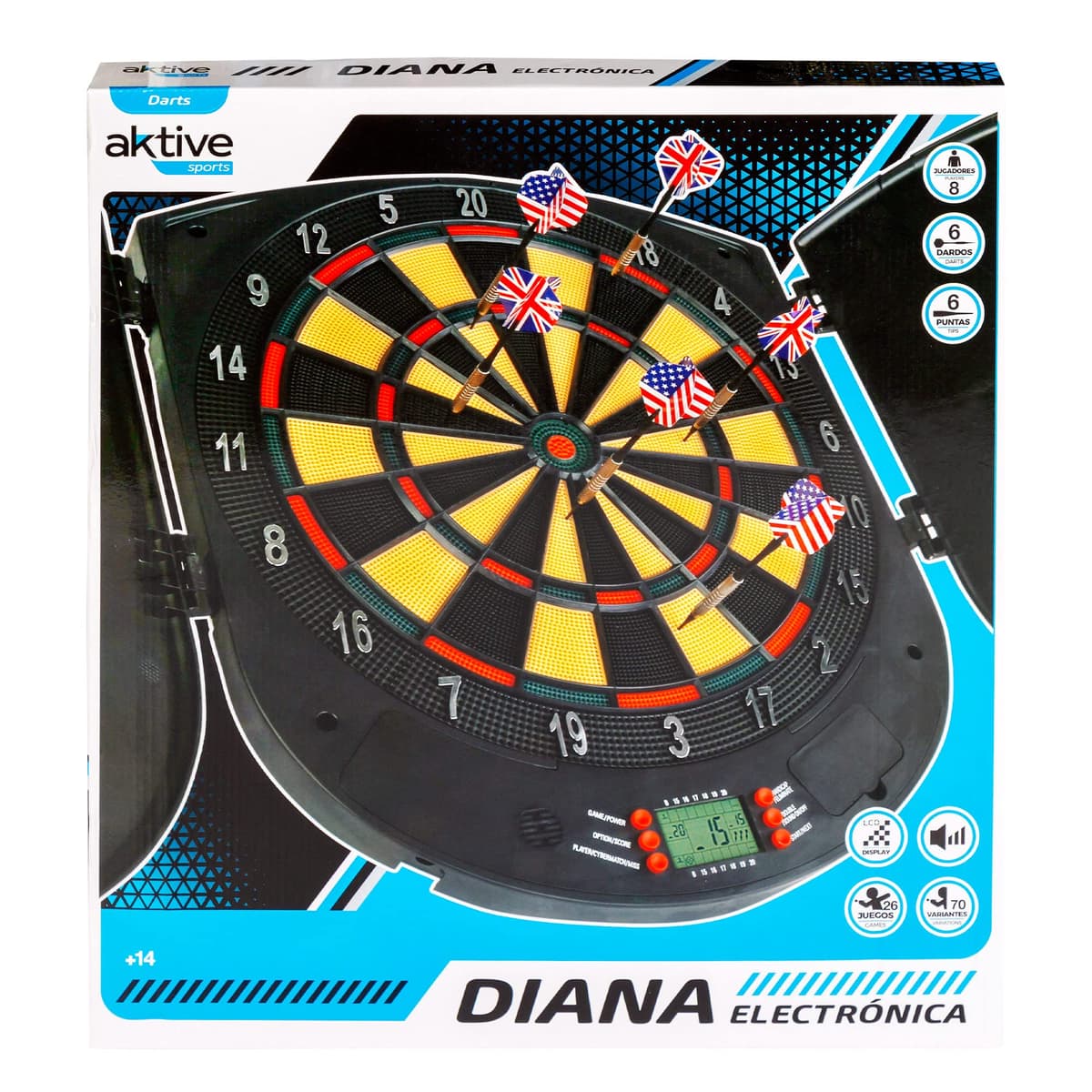 AKTIVE Diana electrónica multijuegos para niños y Adultos, Diana de Dardos Digital de Pared, Juguete Deportivo, Juguete de puntería, Diana de Dardos (54012) — view 2