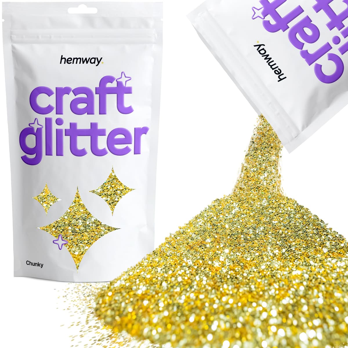 Hemway - Purpurina para manualidades, vasos, resina, epoxi, uñas, cera, álbumes de recortes, cristal, decoración de escuelas: dorado holográfico, gruesa (0,6 mm), 100 g — view 123