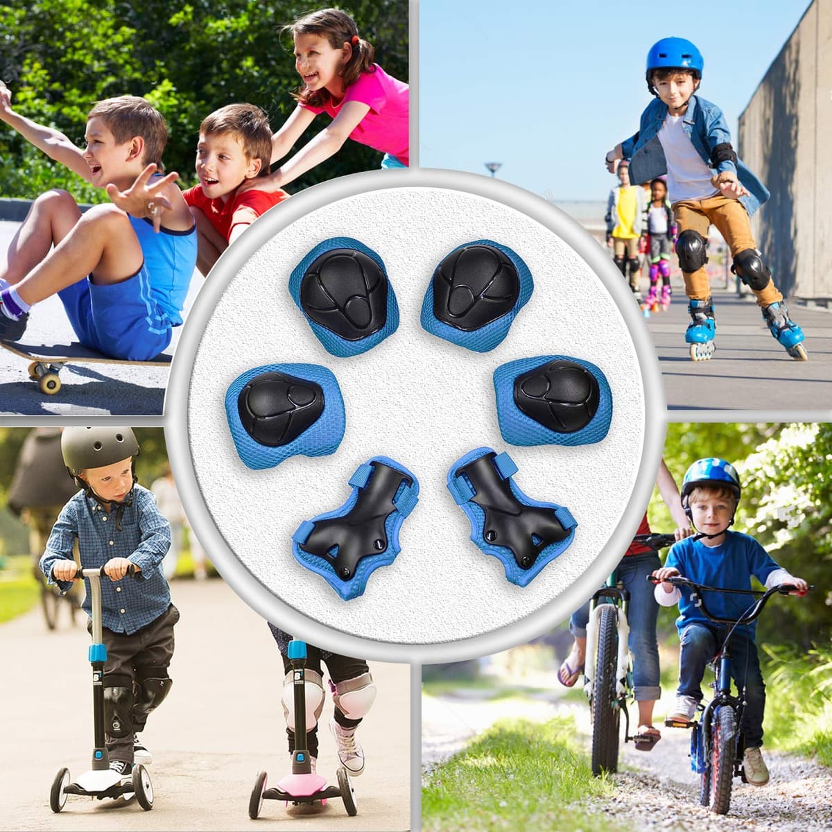 CKE Rodilleras para niños Rodilleras y Coderas Juego de Equipo de protección para niños pequeños Rodilleras Infantiles para niños/jóvenes muñequeras 3 en 1 para Ciclismo Bicicleta Patinaje Scooter — view 5