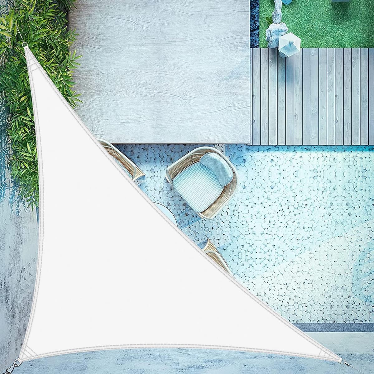 LOVE STORY Toldo Vela de Sombra Impermeable Triangular 3x3x3m Protección Rayos UV PES Toldos para Patio, Exterior Terrazas, Jardín, Balcon (Crema) — view 37