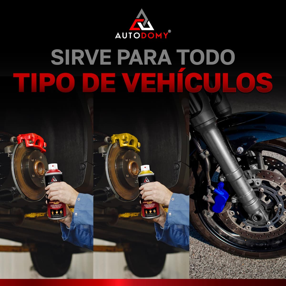 Autodomy Pintura para Pinzas de Freno Anticalorica 400ml Resistente a Altas Temperaturas | Pintura Pinzas de Freno Coche y Moto + Limpia Frenos Spray + Cepillo de Acero con Cerdas — view 4