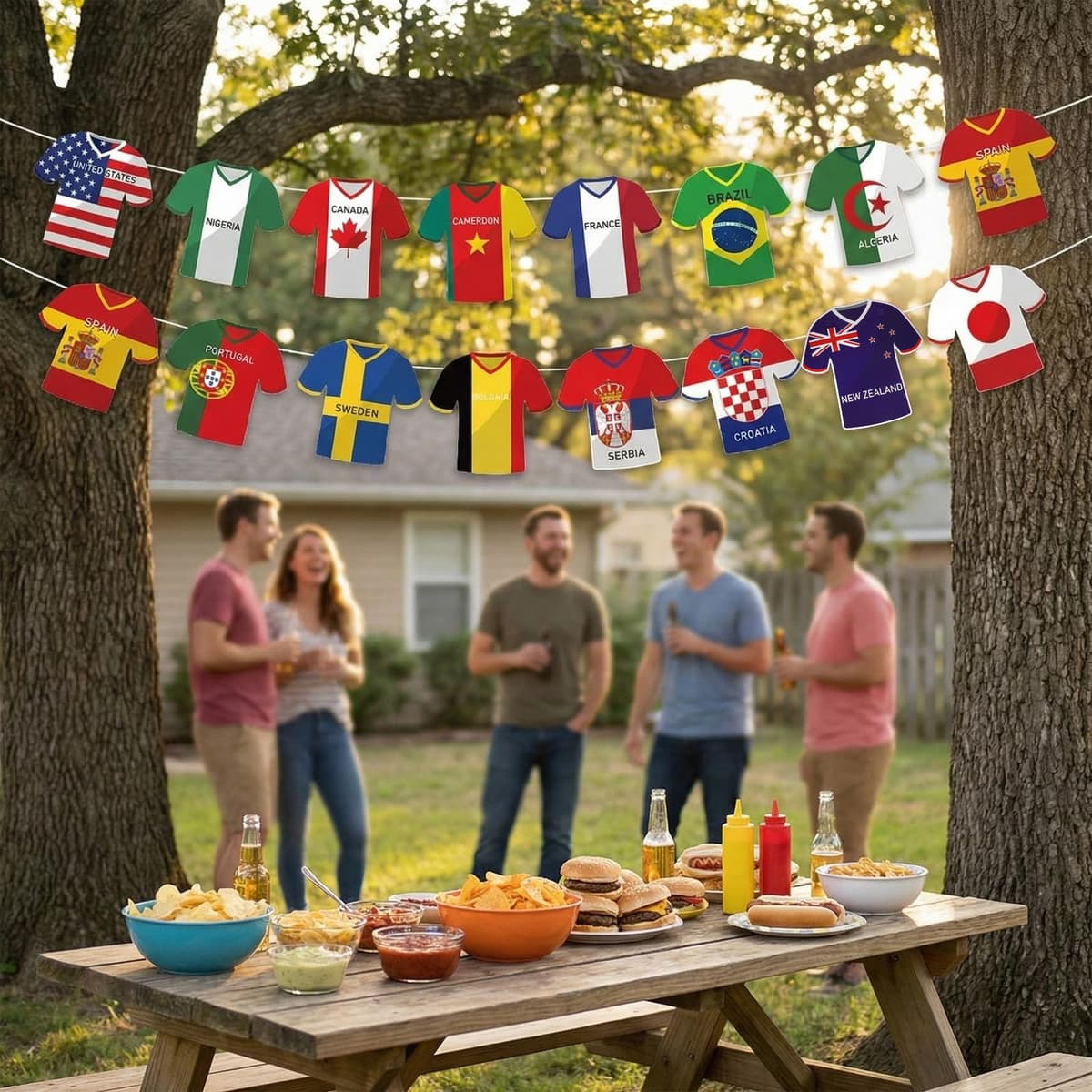 2026 World Cup Decorations,Jersey Style Bunting Flags,All Teams Soccer Shirt Garland for Football Party,Vibrant International Pennants for Fan Zone, Bar, Tailgate & Home Viewing — view 4