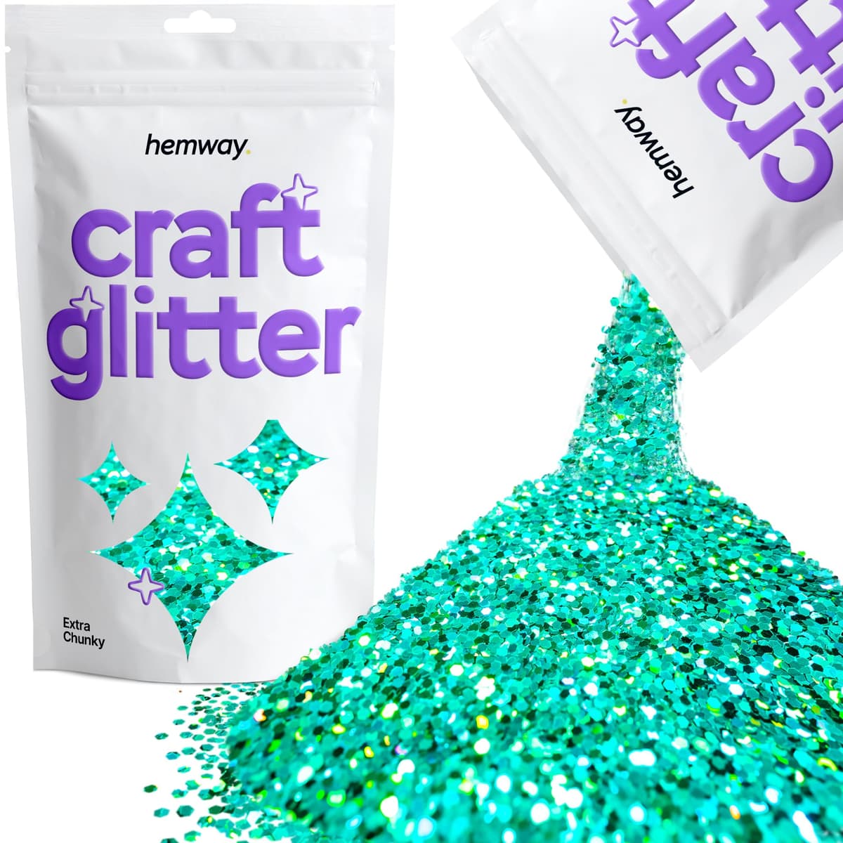 Hemway - Purpurina para manualidades, vasos, resina, epoxi, uñas, cera, álbumes de recortes, cristal, decoración de escuelas: dorado holográfico, gruesa (0,6 mm), 100 g — view 155