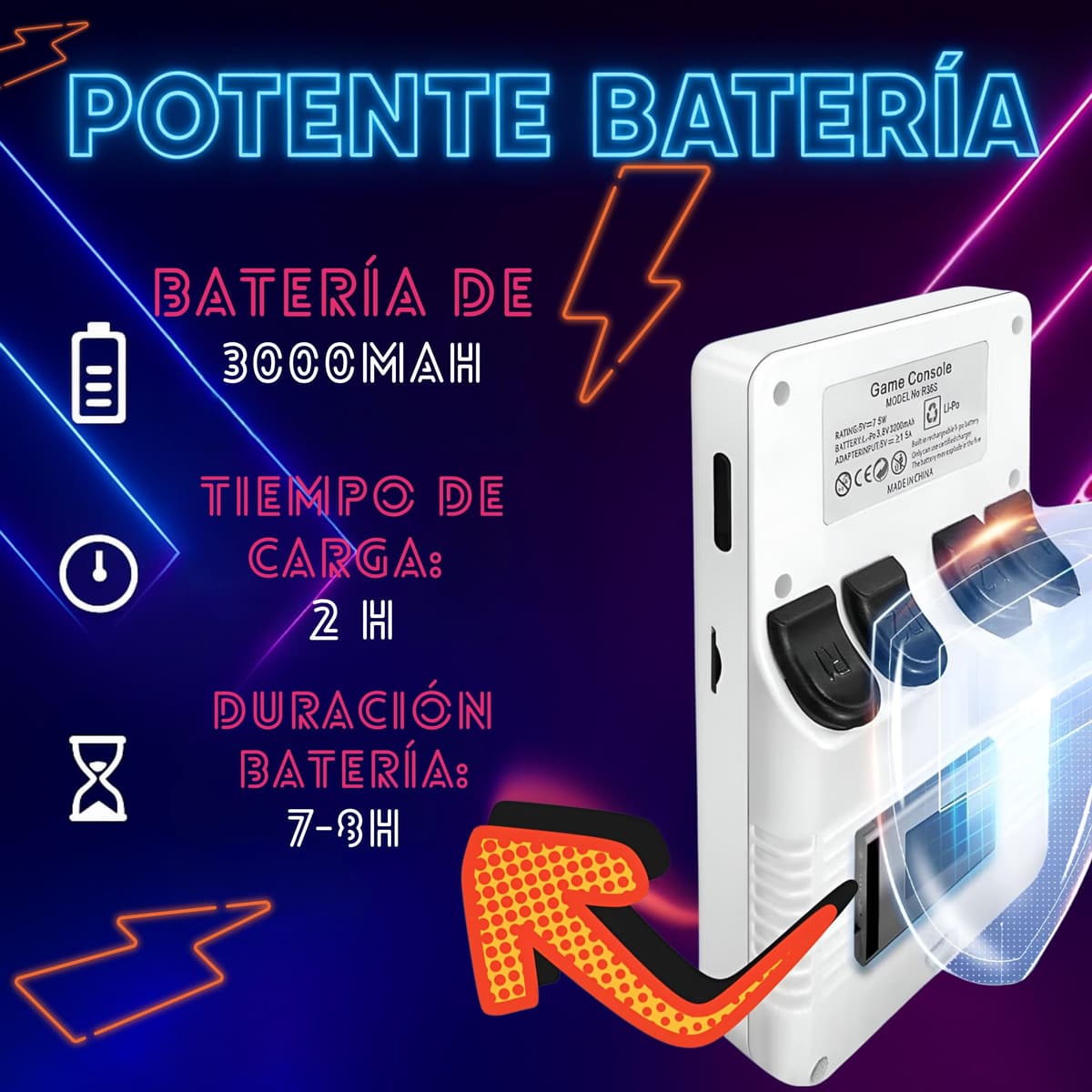 Retro Portable Console with 20,000 Games – 2025 Version – Mini Arcade Console – Games for PS1, PSP, N64, NDS, SuperN, GameB, GBA, NeoG, etc. – HD Screen 3.5' 640 x 480 – Reject Imitations (White) — view 5