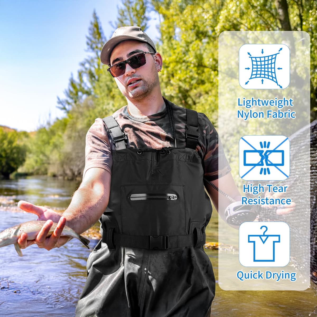 SWAWIS Vadeadores de Pesca para Hombres Impermeables Transpirables Mujeres Caza Vadeadores Transpirables e Impermeables, Ideales para Obras de Construcción, Pesca y Granjas 42-46W — view 4
