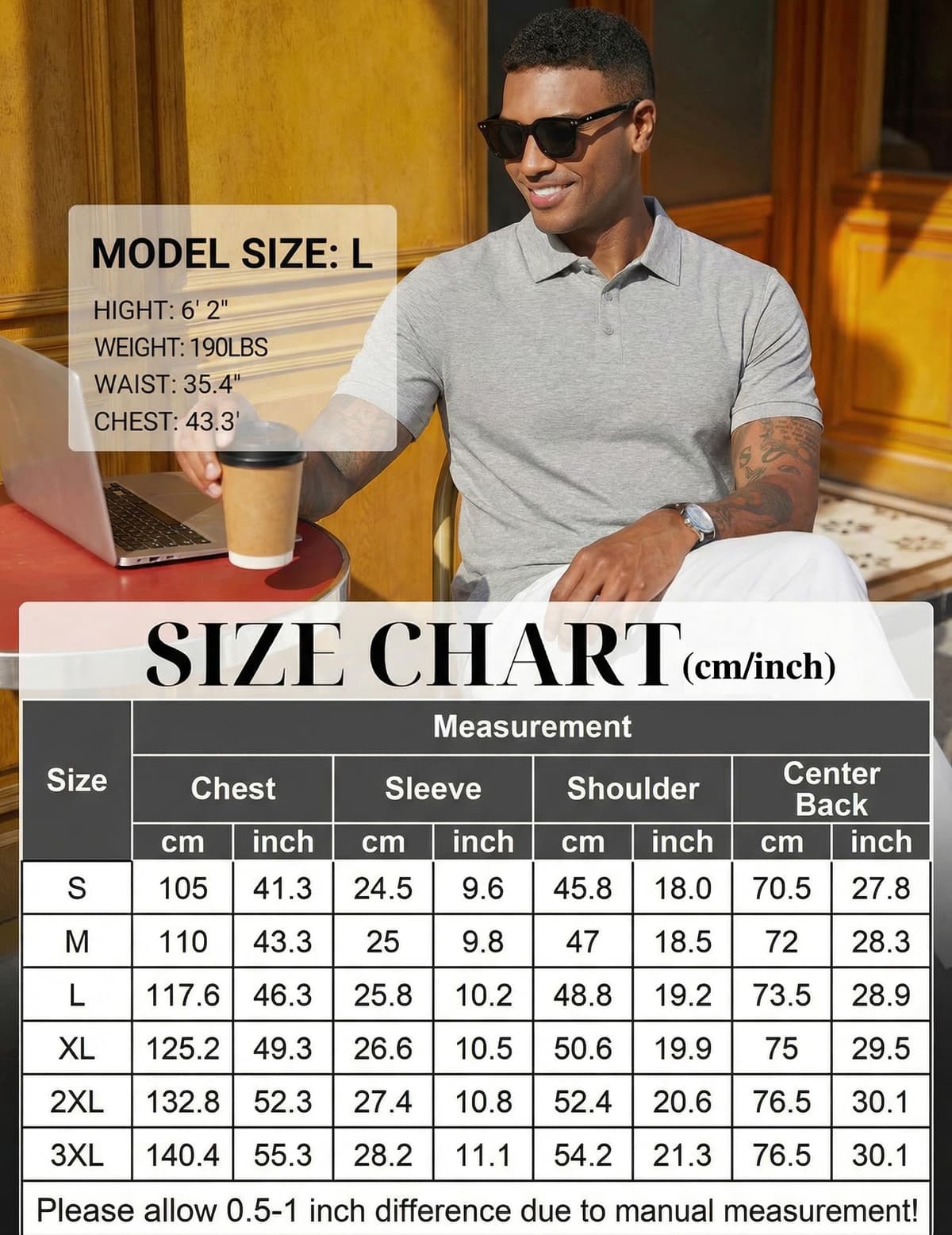 COOFANDY Polo Hombre Manga Corta de Algodón Básico Polo de Golf Casual Verano — view 6