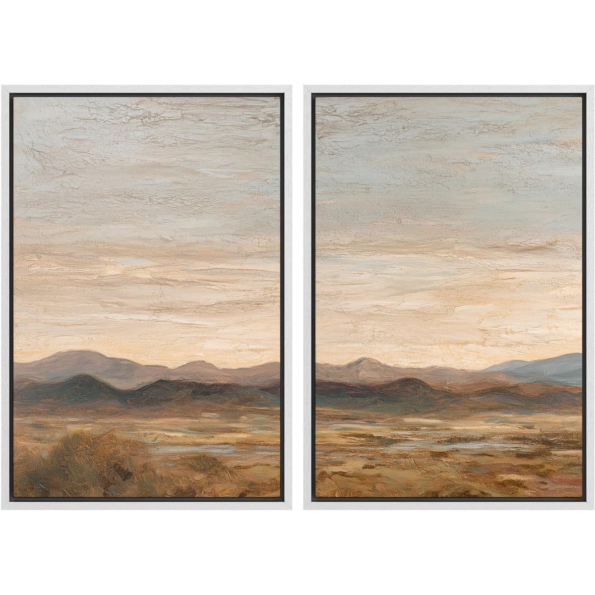 MUDECOR Framed Canvas Print Wall Art Set Watercolor Pastel Duotone Tan Landscape Abstract Shapes Illustrations Modern Art Decorative Contemporary for Living Room, Bedroom, Office - 24"x36"x2 Natural — view 112