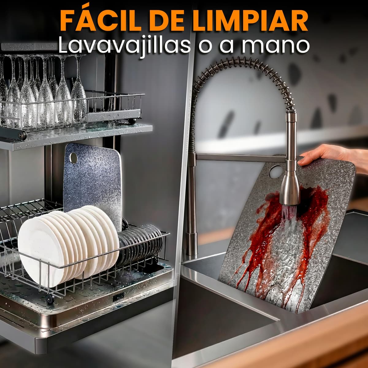 Tabla de cortar de titanio 100% puro – tabla cortar titanio doble cara, tabla antibacteriana para cocina, titanium cutting board ultra resistente, tabla de titanio puro premium (30x20cm) — view 3