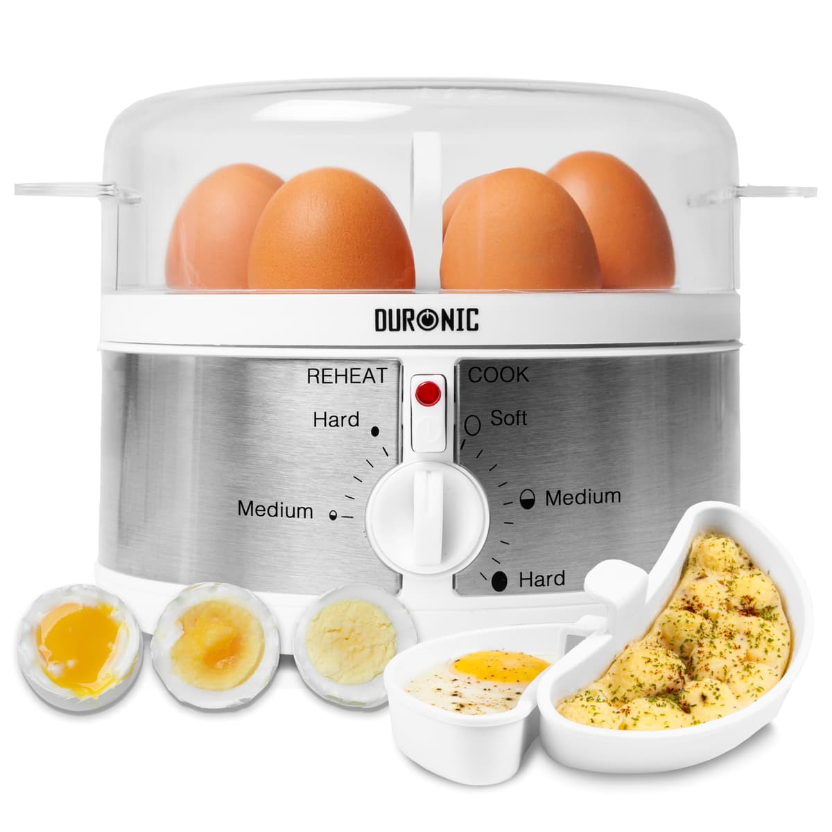 Duronic Electric Egg Boiler EB40 BK, Steamer for Eggs, Egg Cooking Machine, Automatic Egg Boiler Electronic Egg Poacher Machine for 7 Soft, Medium & Hard Boiled Eggs — view 10