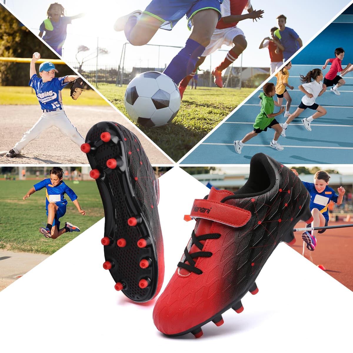 Boys Football Boots Shoes Kids Girls FG/AG Soccer Athletics Training Sport Running Shoes Profession Competition Teenager Indoor Outdoor Cleats Sneakers for Unisex — view 2