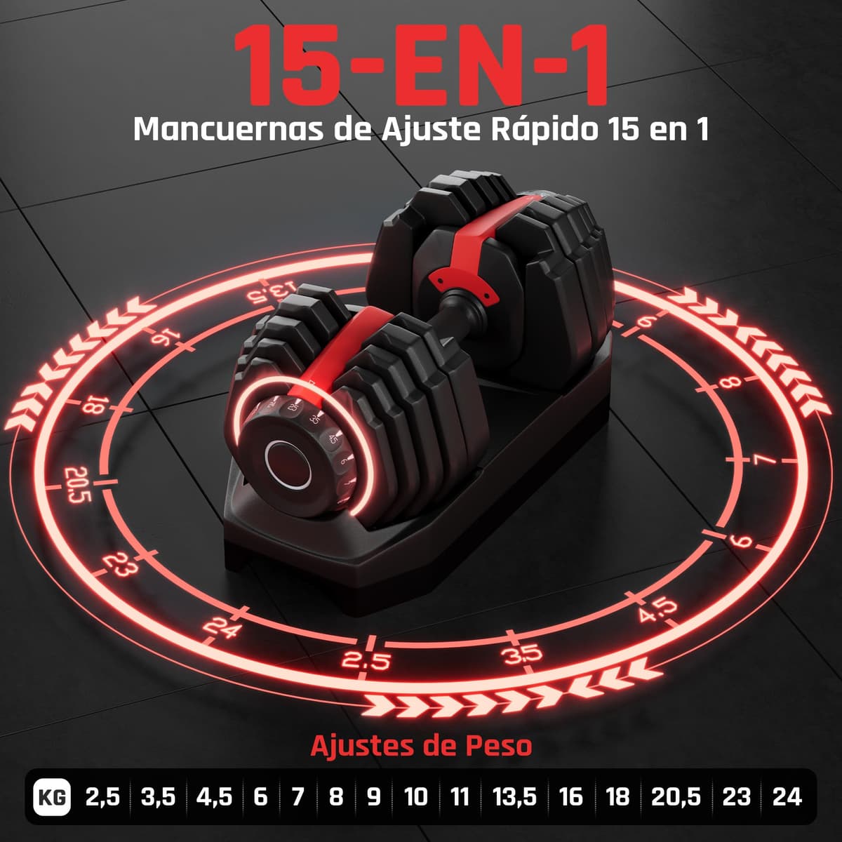 Yaheetech Kit de 1-2pcs Mancuerna Ajustable 5-15 Niveles Rápido 2-25kg Seguridad de Doble Bloqueo, Agarre Antideslizante, Ahorro de Espacio Para Gimnasio en Casa — view 4
