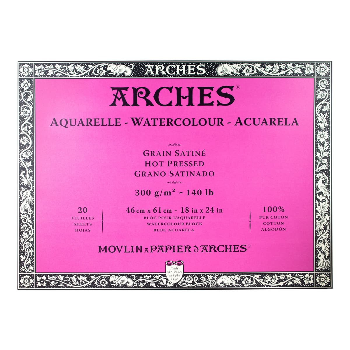 Arches - Papel de acuarela, bloc 12 hojas engomado 1 lado, grano fino, 300 g/m², 23 x 31 cm — view 26