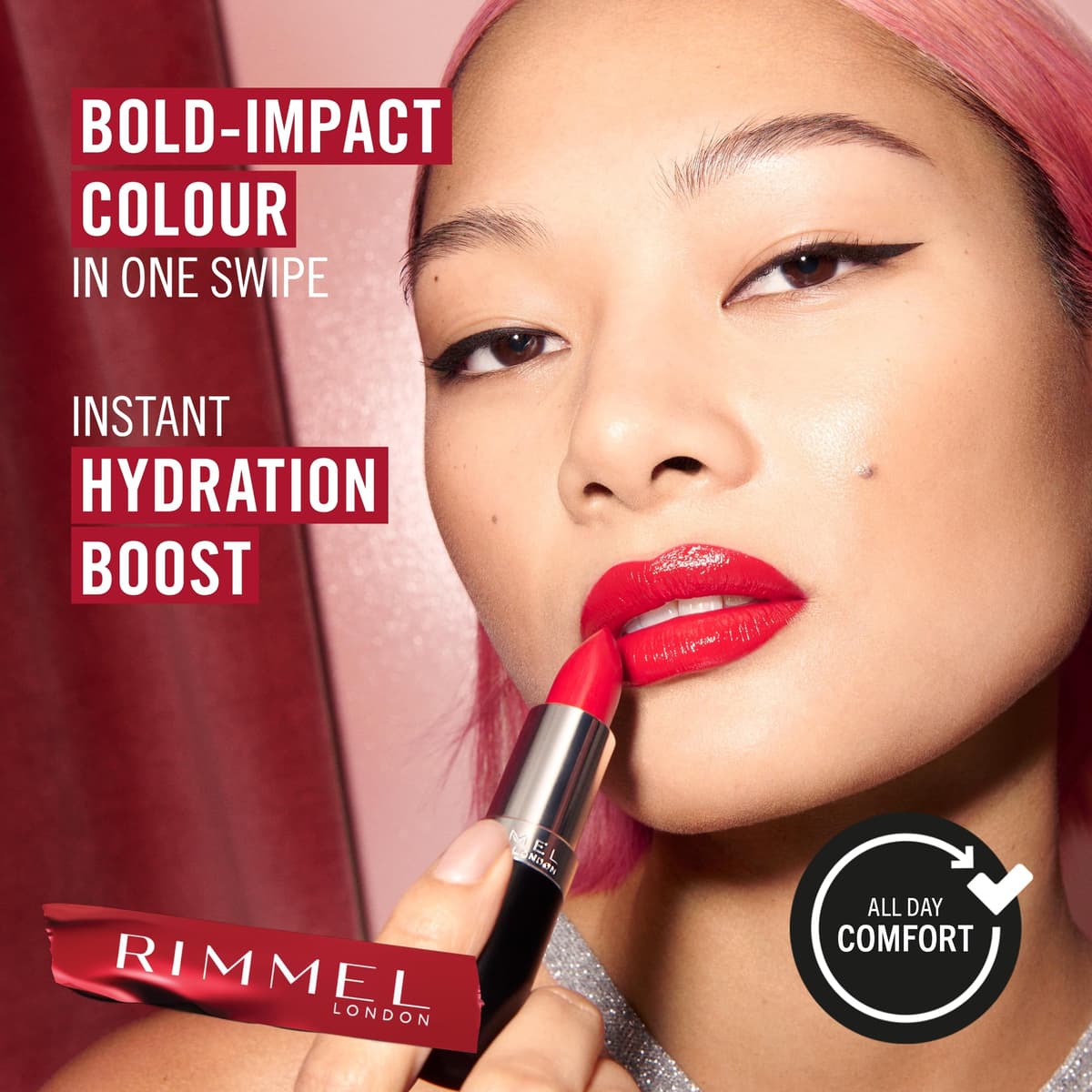 Rimmel Lasting Finish Lipstick 066 Heather Shimmer, Creamy Satin Finish, Long Lasting 8 HR Wear, Comfortable Formula, Rich Pigment — view 5