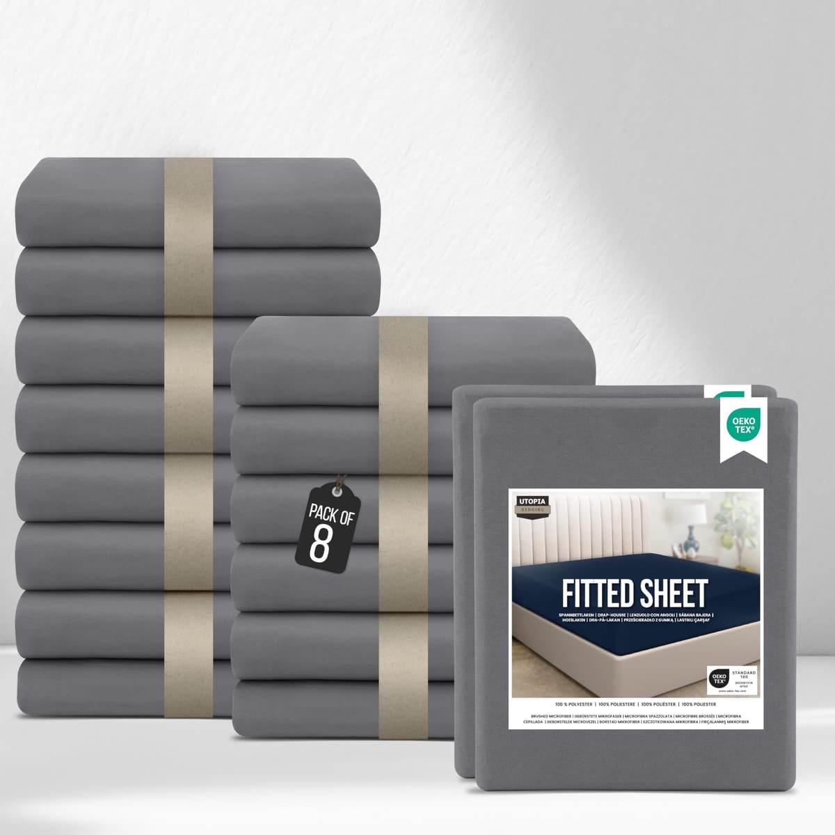 Utopia Bedding Fitted Sheet Single (2 Pack), White - Deep Pocket 14 inch (35 cm) - Oeko Tex Certified - Easy Care - Soft Brushed Microfibre Fabric - Shrinkage and Fade Resistant - Bottom Sheet — view 14
