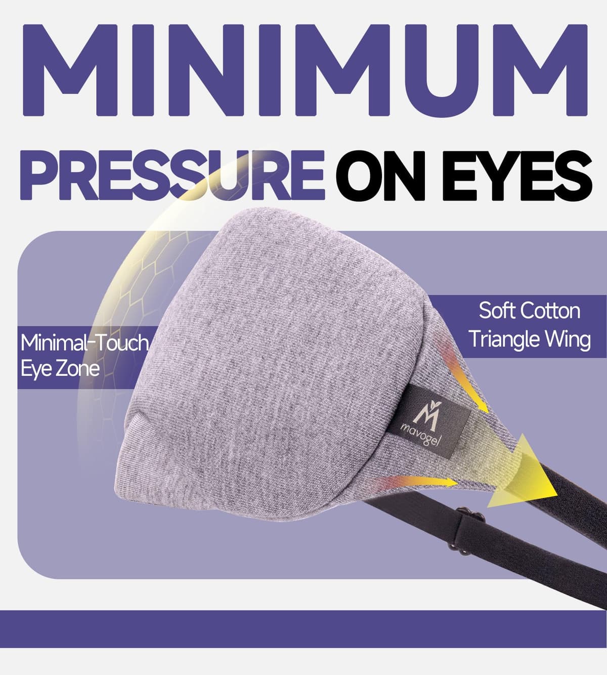 Mavogel Cotton Sleep Eye Mask - Updated Design Light Blocking with Adjustable Nose Bridge, Soft and Comfortable Night Eye Mask for Men Women, Eye Blinder for Shift Work, Includes Travel Pouch, Grey — view 5